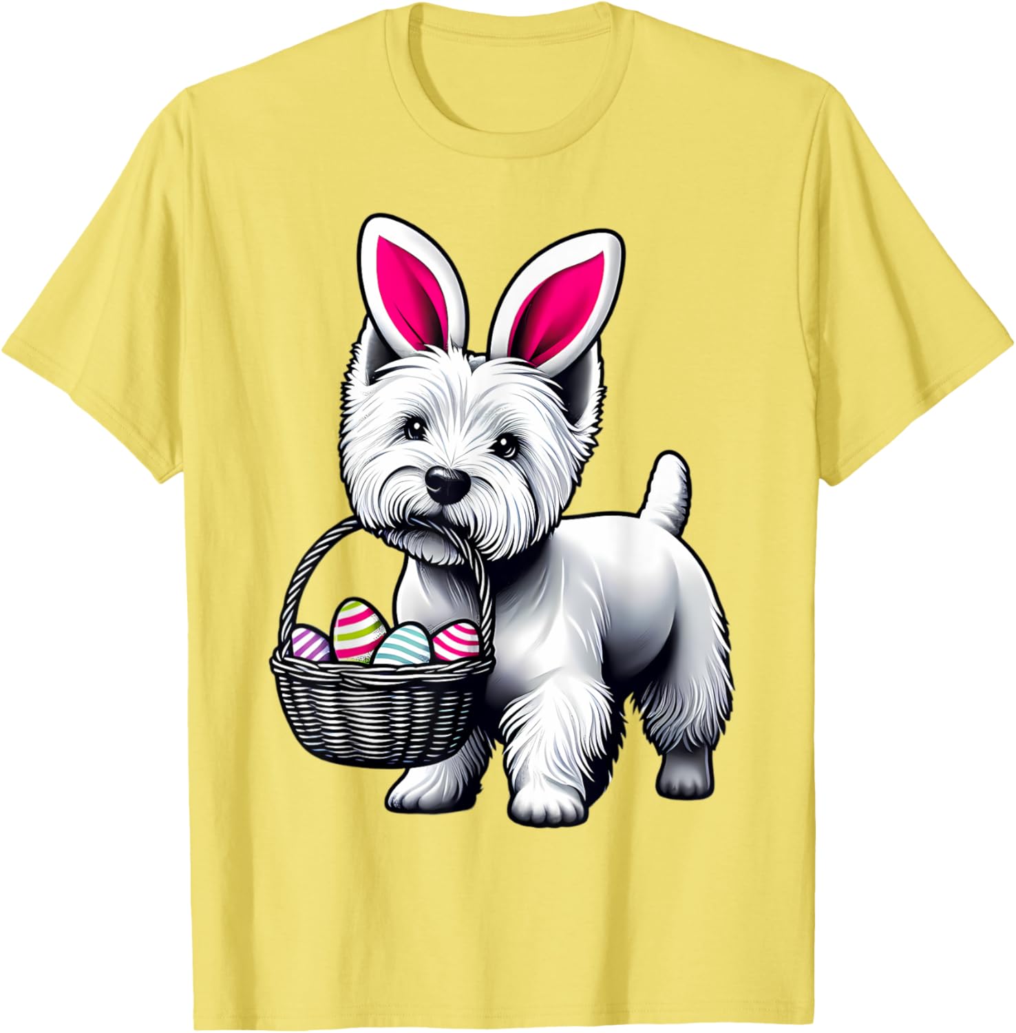 Adorable Bunny Ear West Highland Terrier Easter Eggs T-Shirt for Dogs - 15