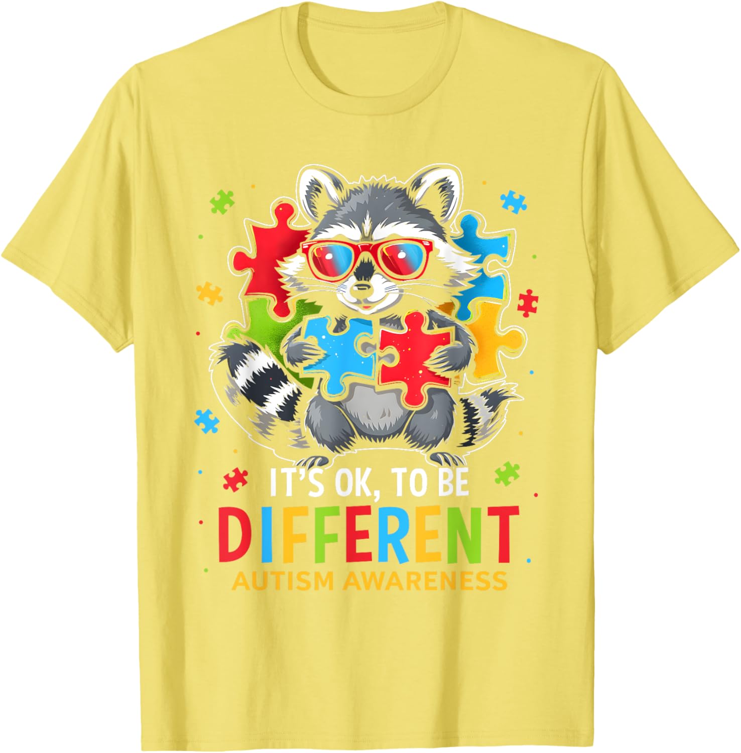 Autistic Raccoon T-Shirt It's Okay to Be Different Autism Awareness Tee - 15