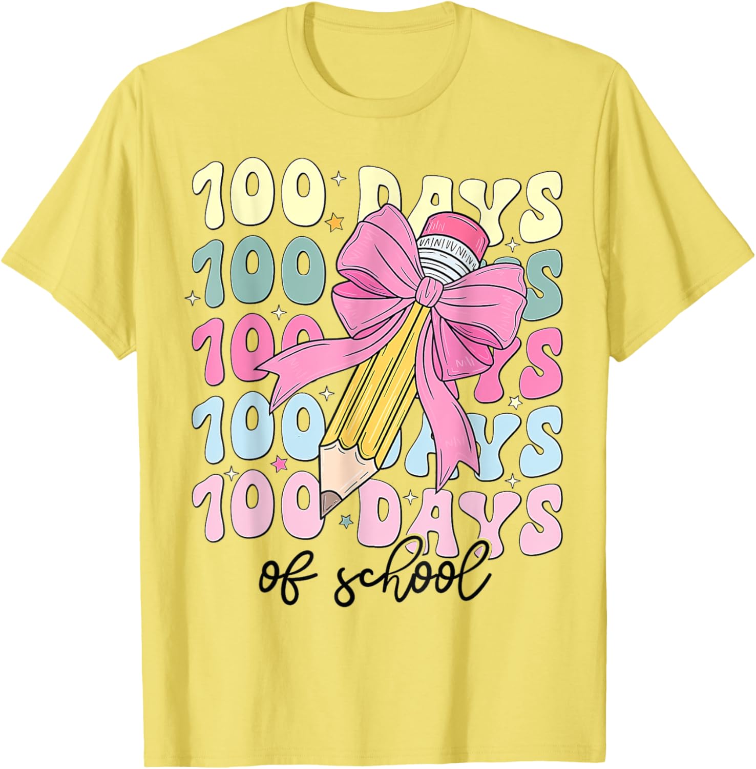 Coquette Bow 100th Day of School T-Shirt for Girls Fun School Celebration - 17