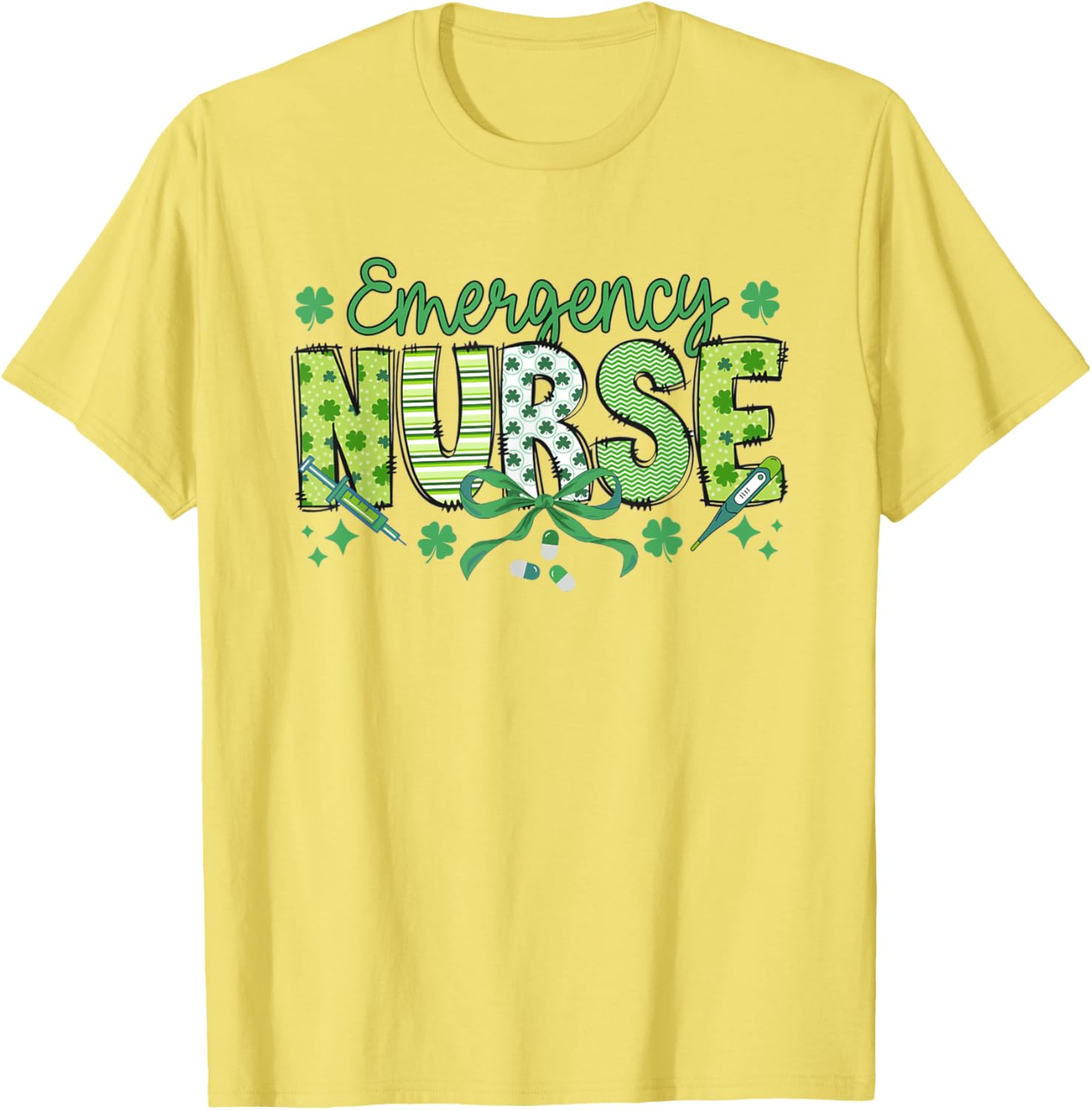 St Patrick's Day Shamrock Clover T-Shirt for Women Nurses ER RN - 4