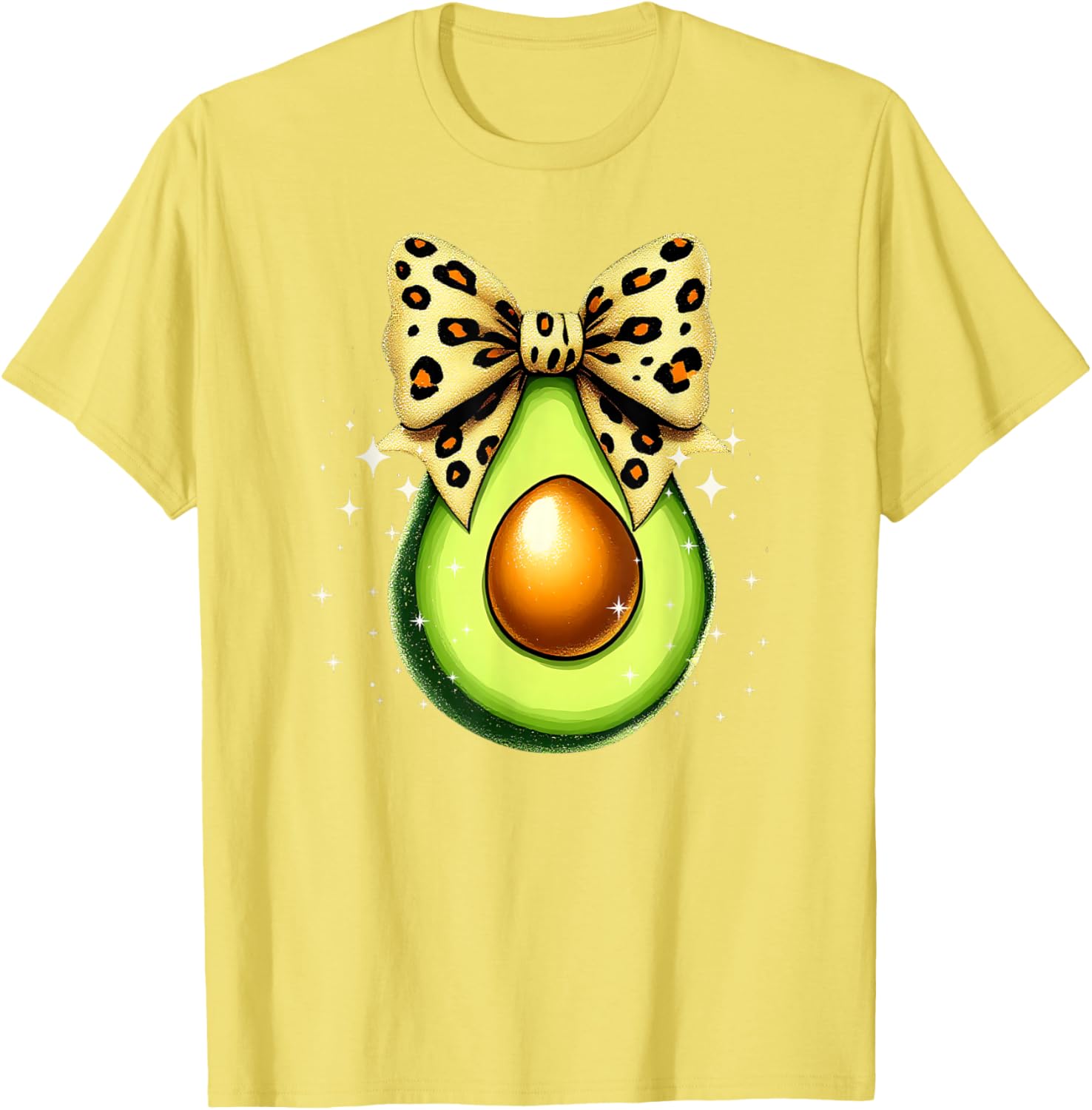 Cute Avocado Leopard Ribbon Bow T-Shirt for Women and Girls - 9