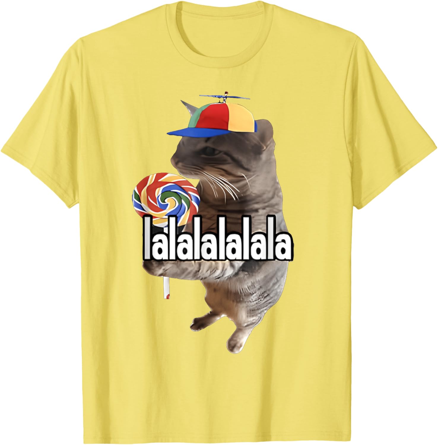 Silly Cat with Lollipop Funny Meme T-Shirt for Men, Women, Kids - 8