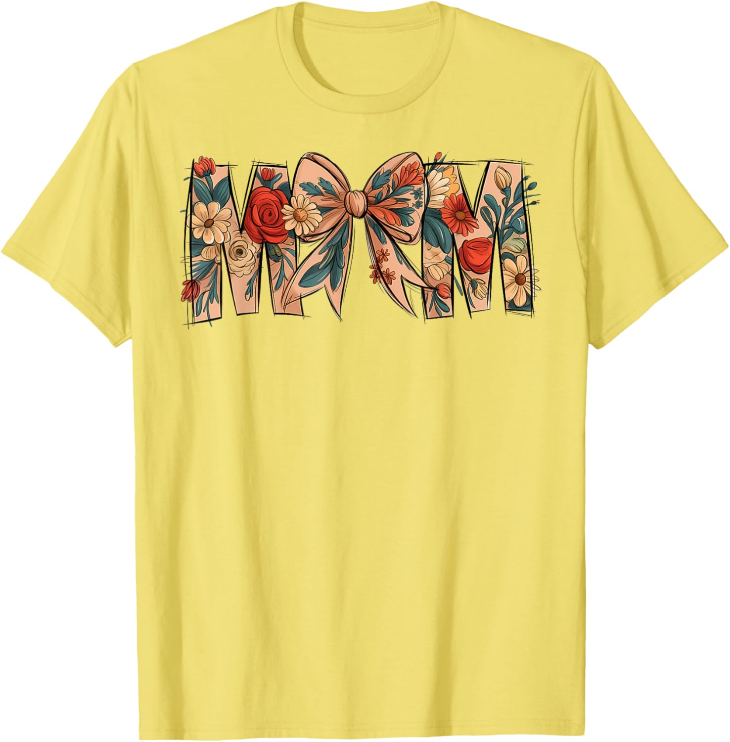 Charming Floral Coquette Bow T-Shirt for Moms on Mother's Day - 9