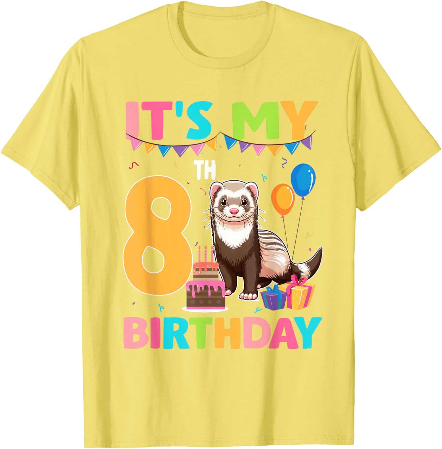 8th Birthday Ferret Lover T-Shirt for Fun Party Celebrations - 1
