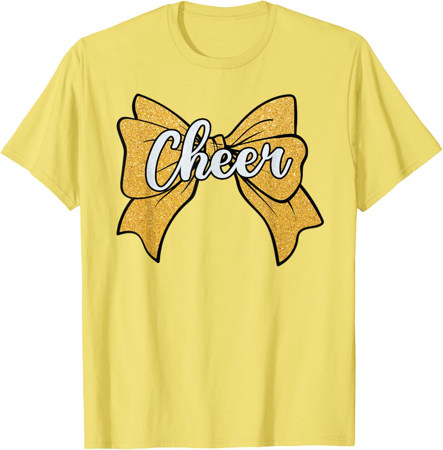 Coquette Yellow Cheerleader T-Shirt with Cheer Bow for Sport Fans - 14