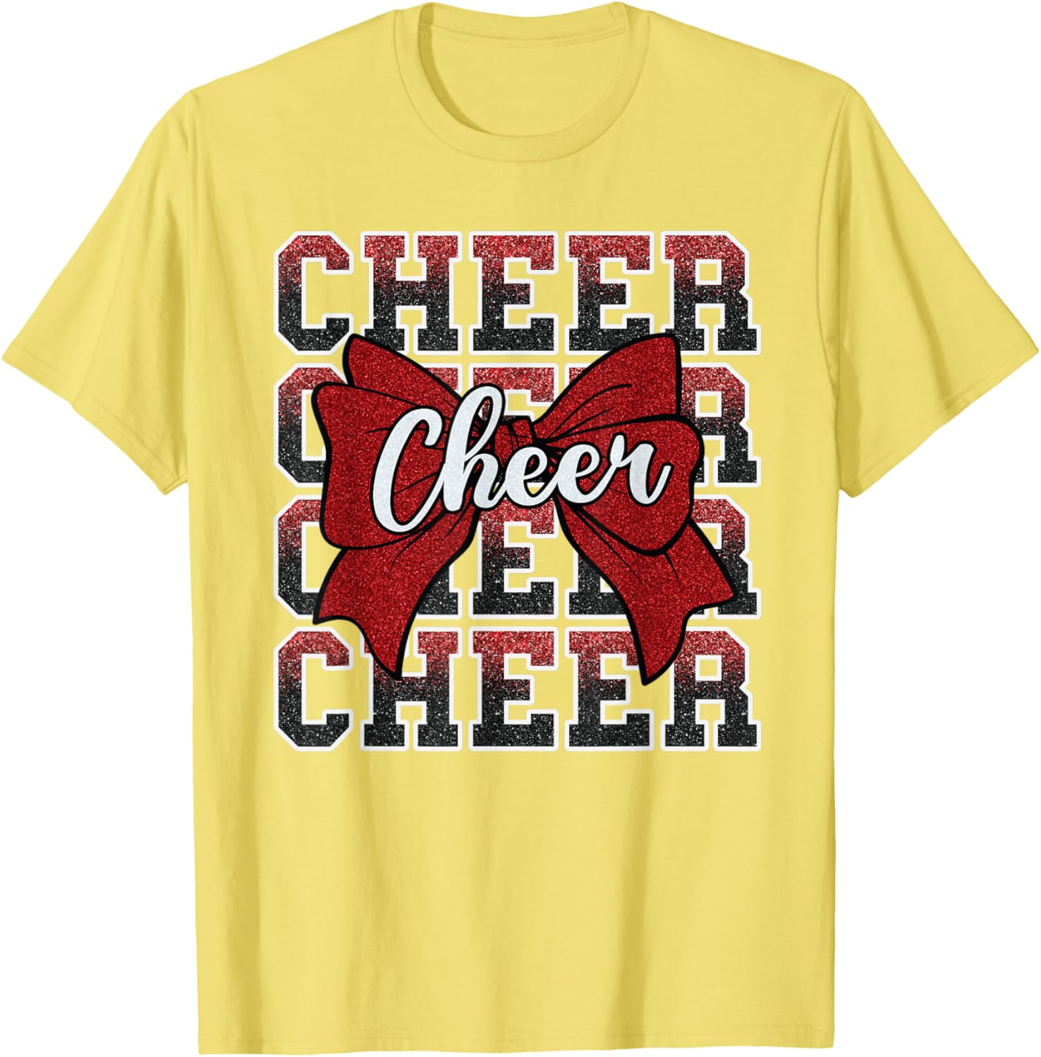 Coquette Cheer Bow Funny Sport Cheerleader Red T-Shirt for Cheer Fans - 9