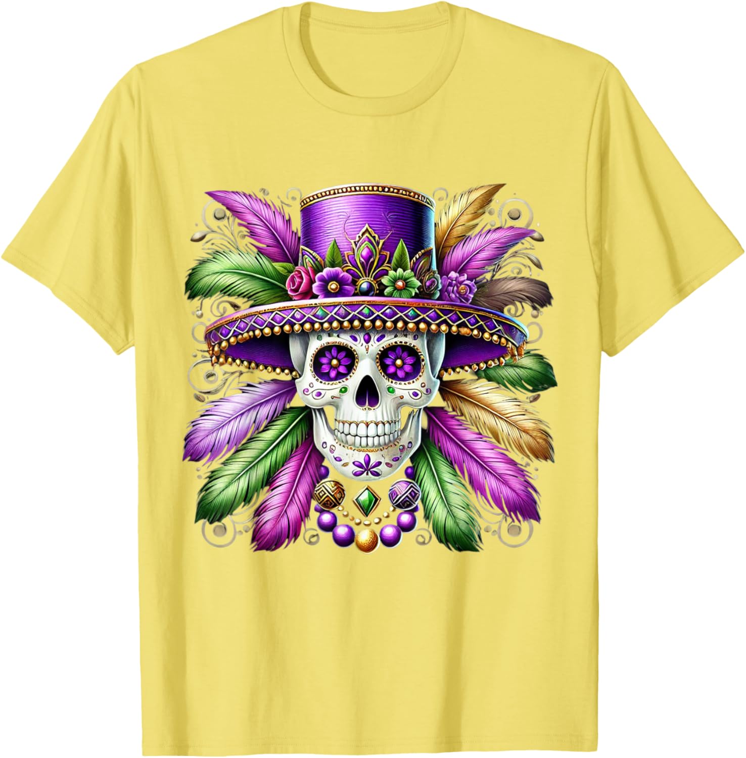 Sugar Skull Mardi Gras T-Shirt for Carnival Celebrations in New Orleans - 17