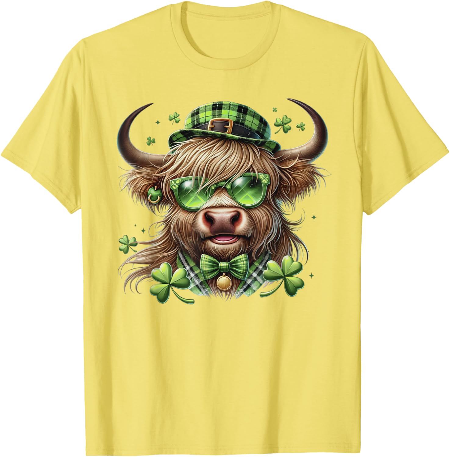 St Patrick's Day Highland Cow Shamrock Women's T-Shirt for Celebrations - 6