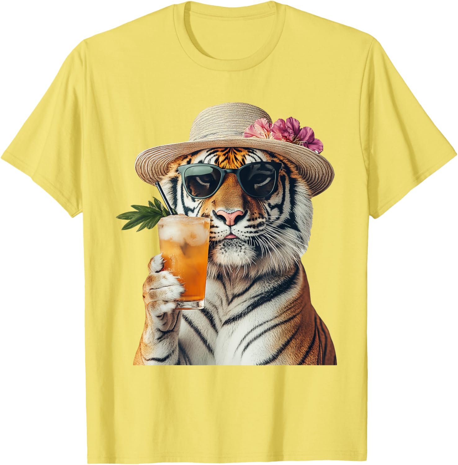 Stylish Tiger Cocktail T-Shirt for Fun Casual Wear and Unique Style - 1