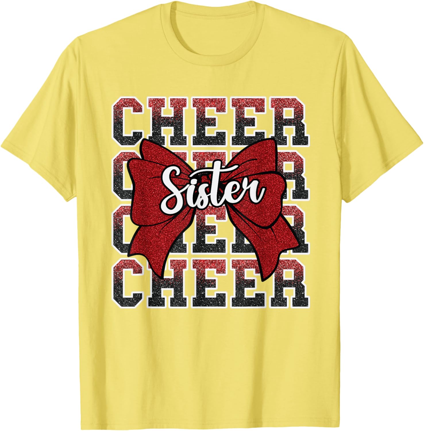 Coquette Cheer Sister Bow Red T-Shirt for Sport Cheerleaders - 1
