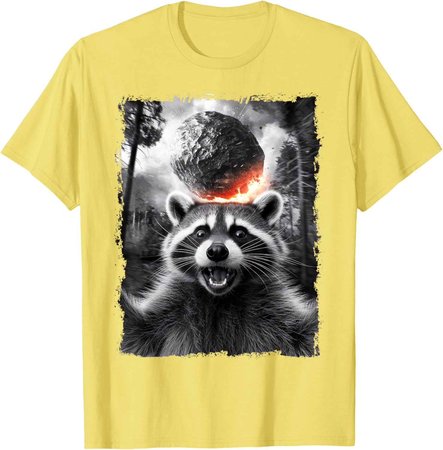 2024 Raccoon Asteroid Impact Selfie Photo T-Shirt for Fun Earth Lovers - 9