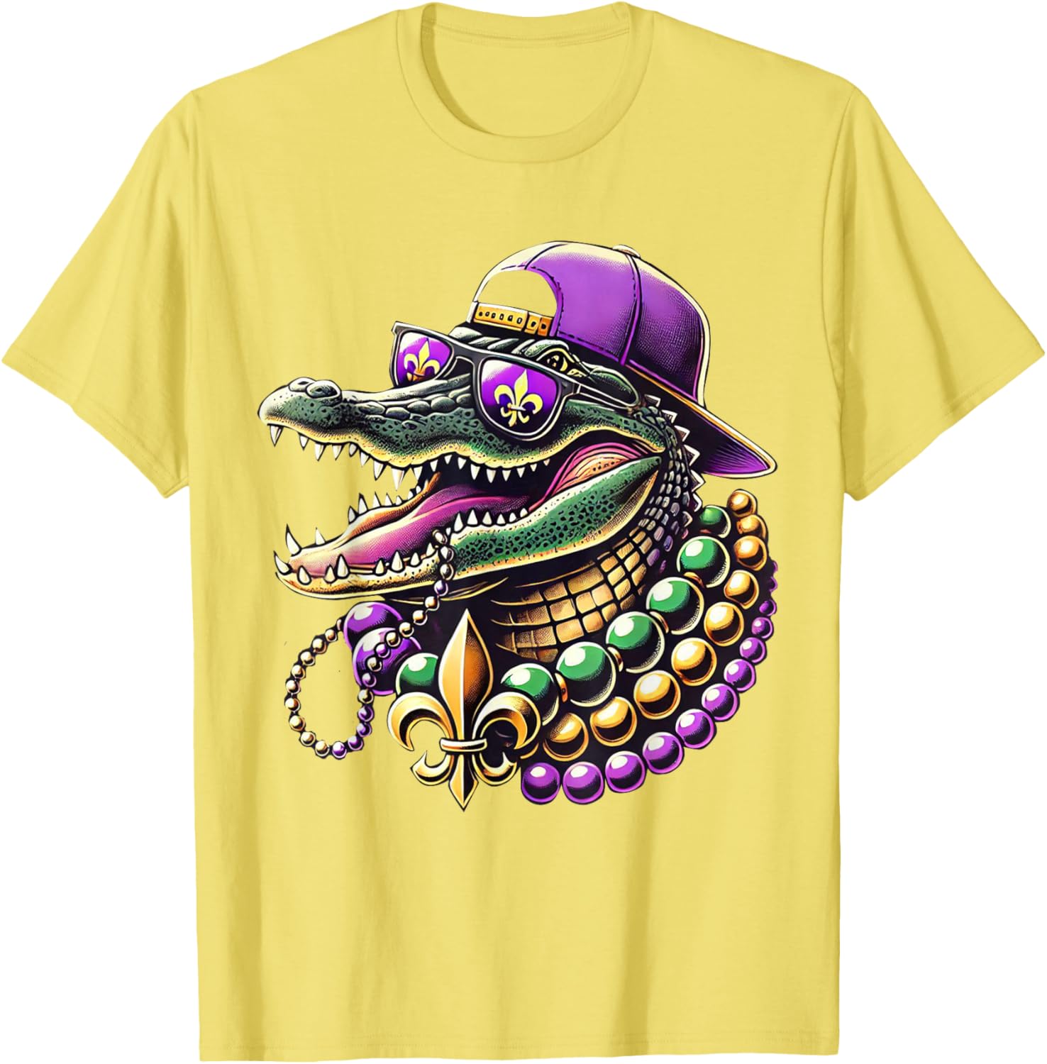 Unisex Mardi Gras T-Shirt - Cartoon Pattern Black Short Sleeve Tee - 8
