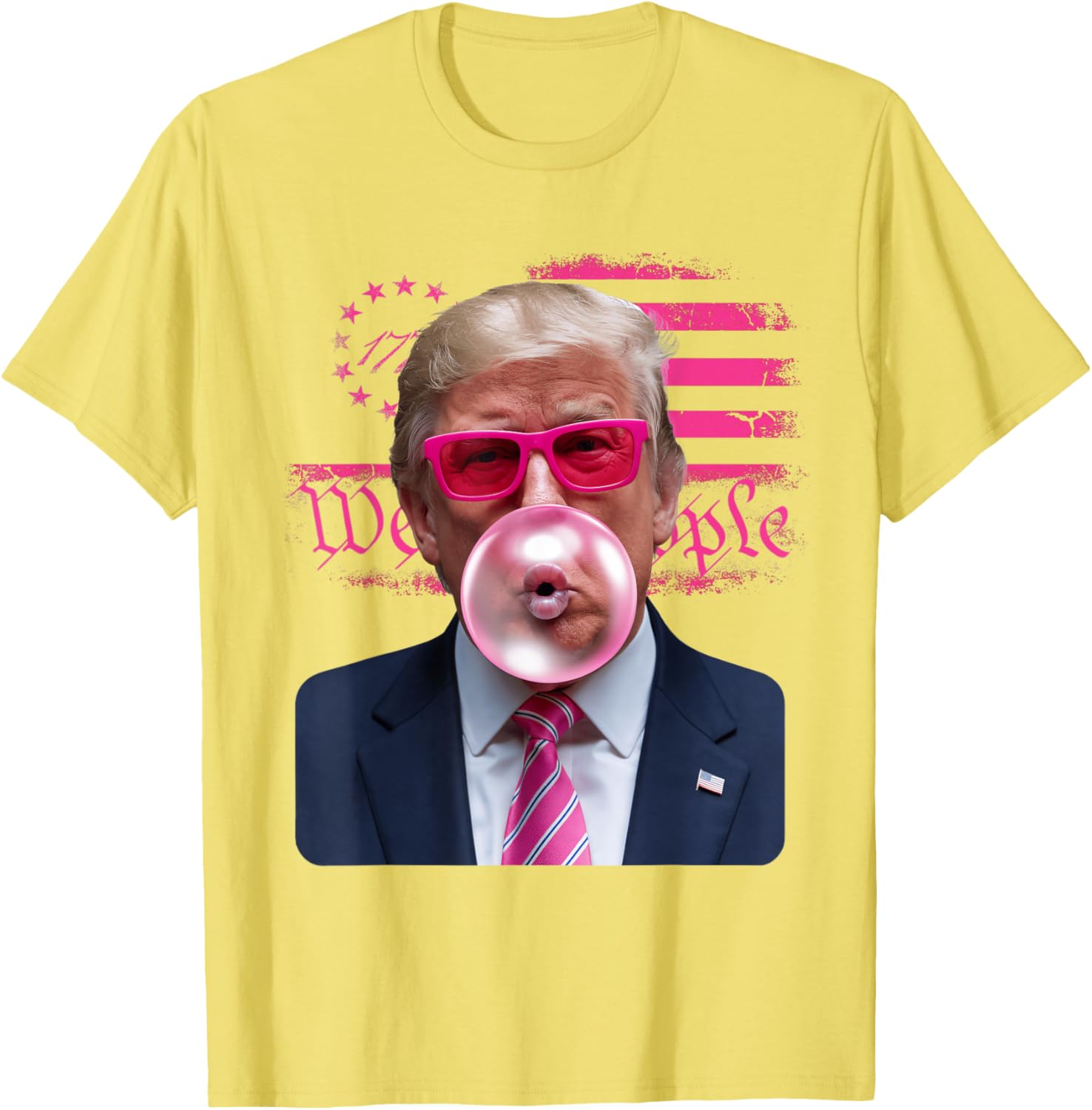 Trump Pink Glasses Bubble Gum 4th of July American Flag T-Shirt - 1