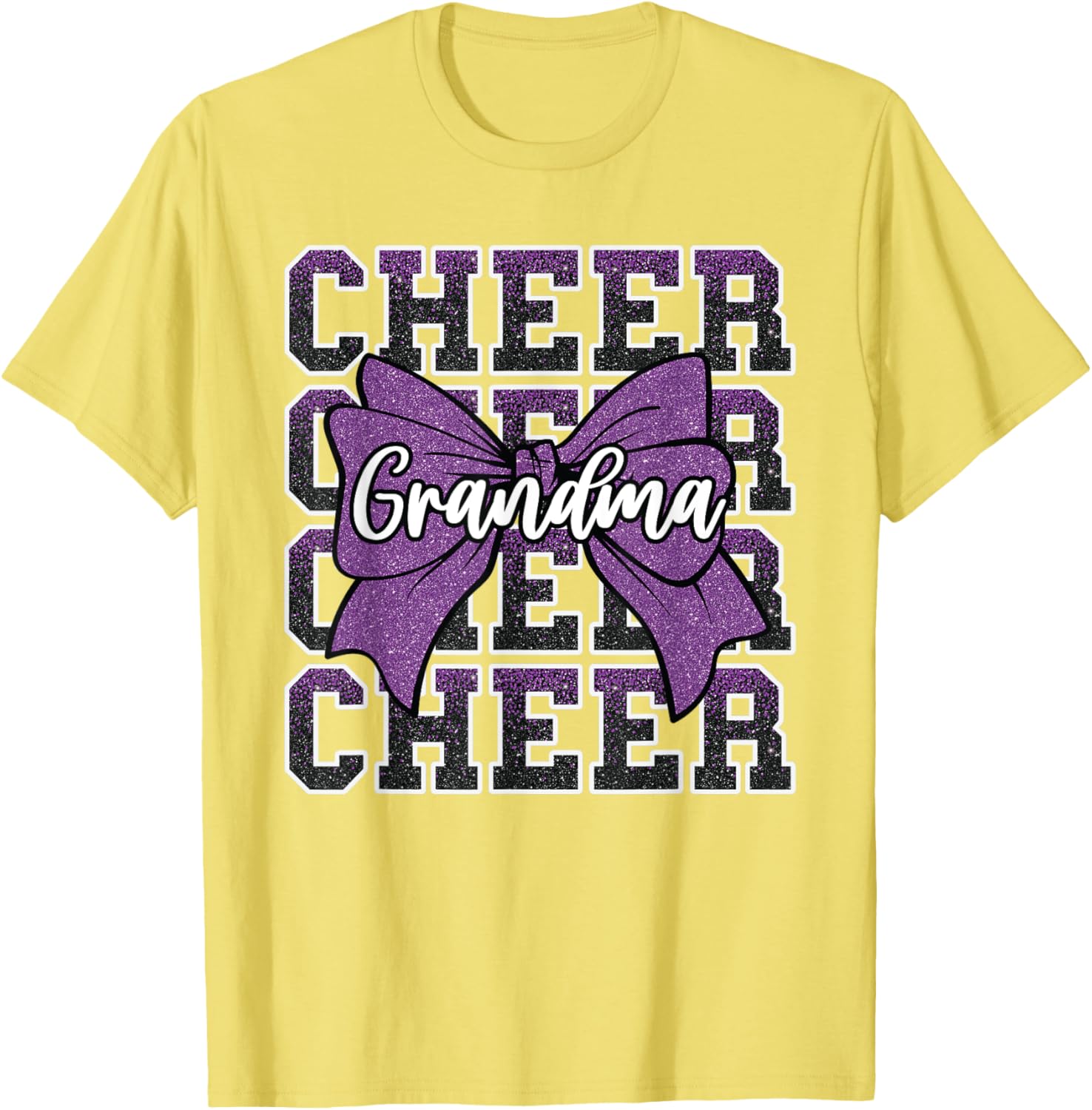 Cheer Grandma Bow Sport Purple T-Shirt for Cheerleaders and Fans - 19