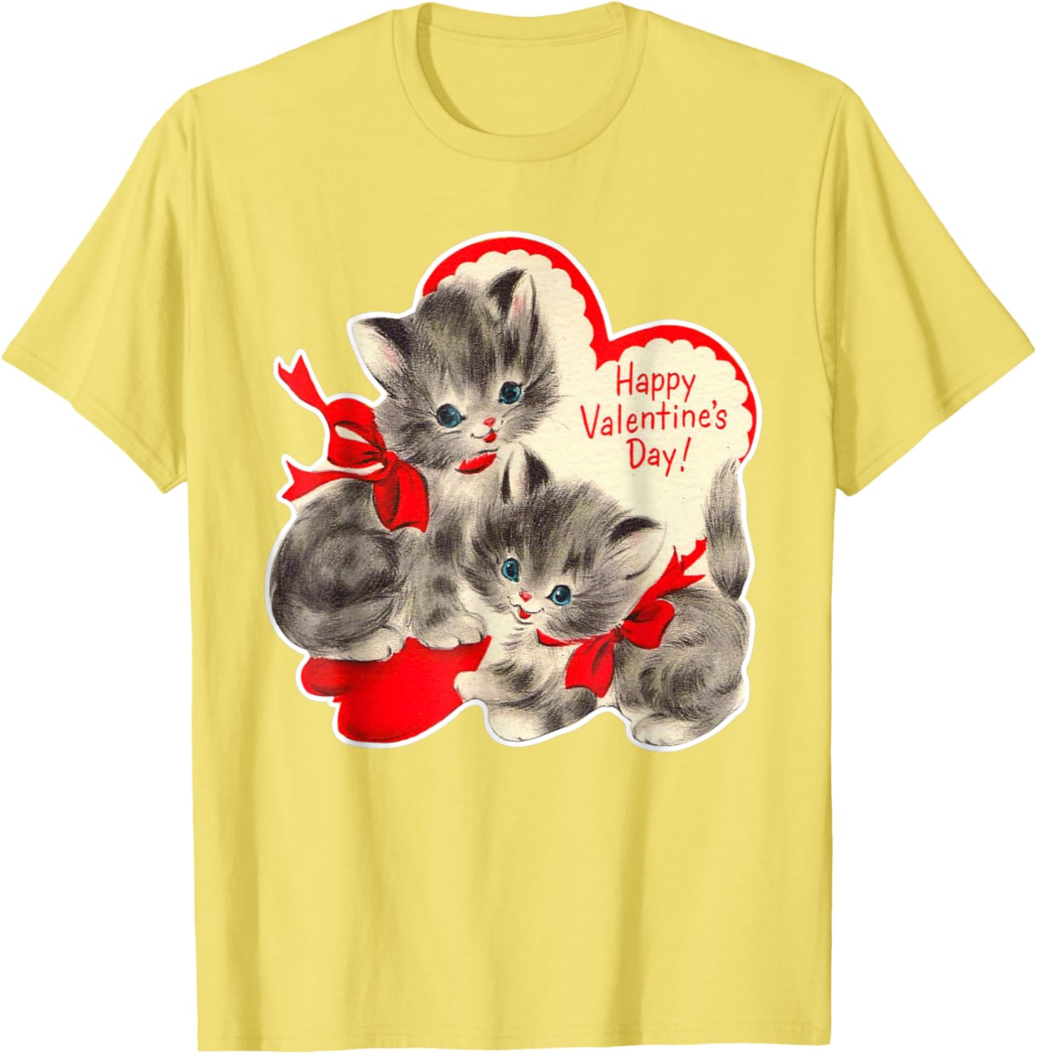 Vintage Valentine's Day Cat T-Shirt Retro Kitten Love Top for Pet Lovers - 16