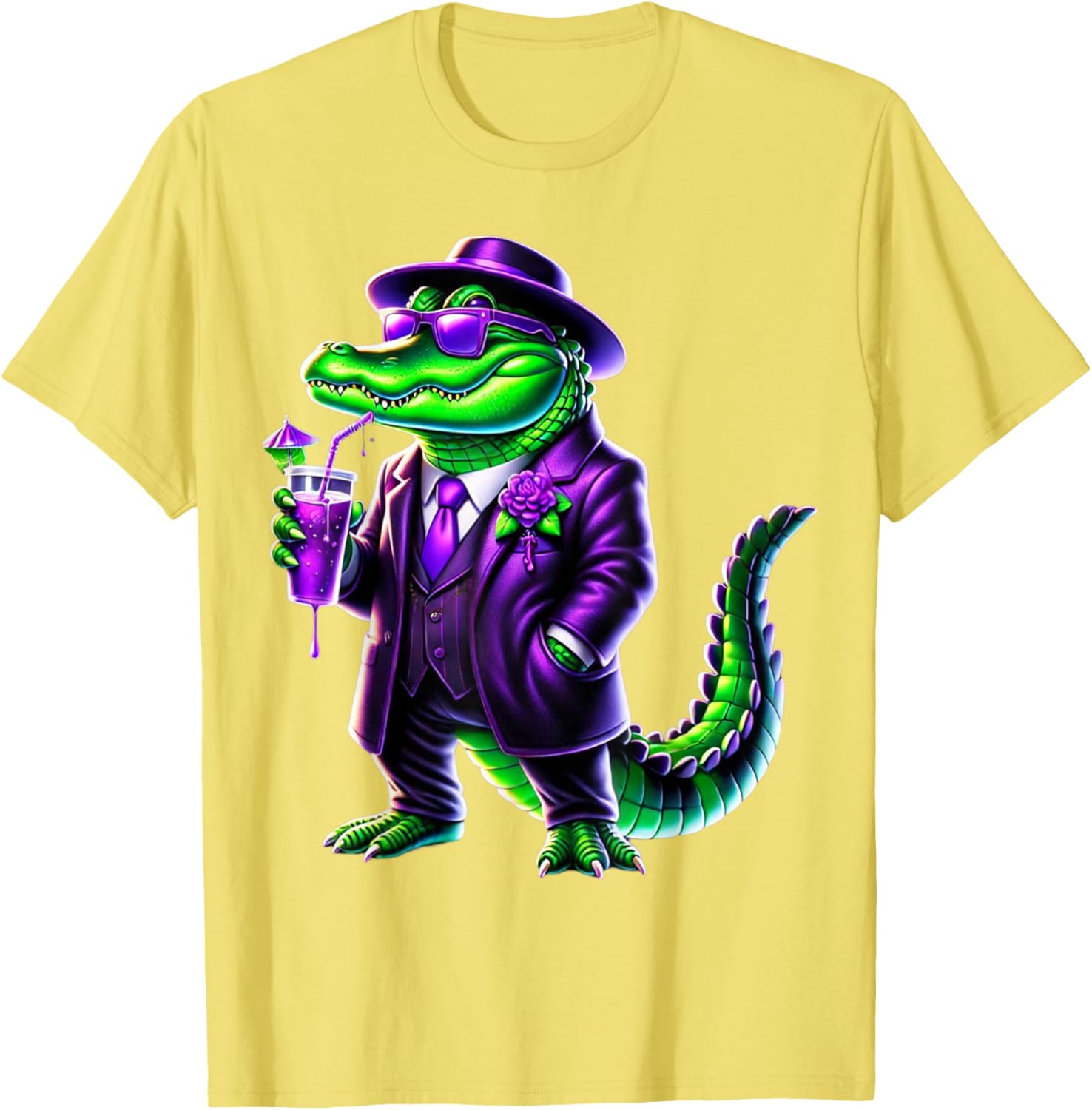 Awesome Unisex Mardi Gras T-Shirt Black Cartoon Pattern Small Crew Neck - 9