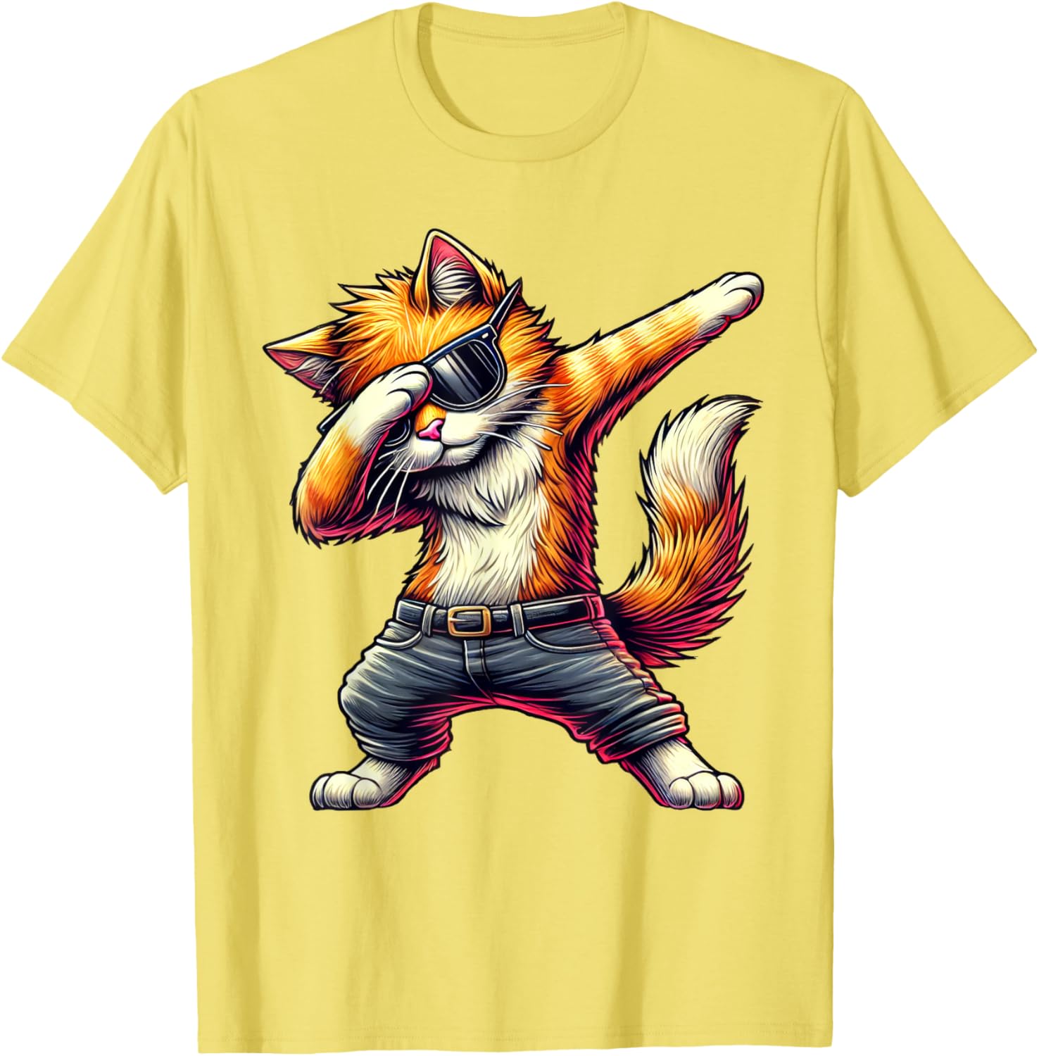 Cool Cat Dabbing in Sunglasses T-Shirt for Cat Lovers and Fashion Fans - 6