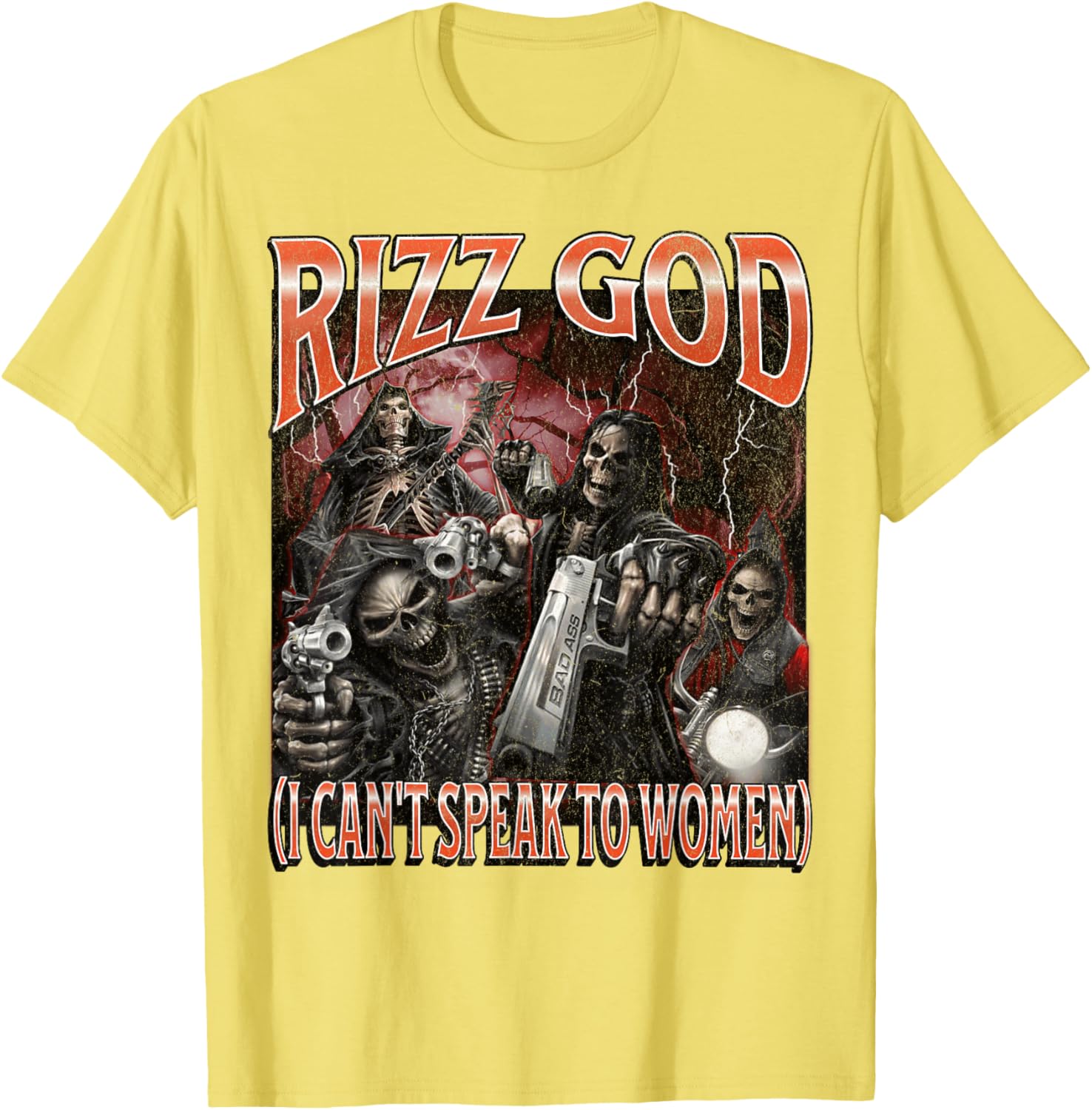 Funny Rizz God Skeleton Meme Tee for Men Who Can't Talk to Women - 11