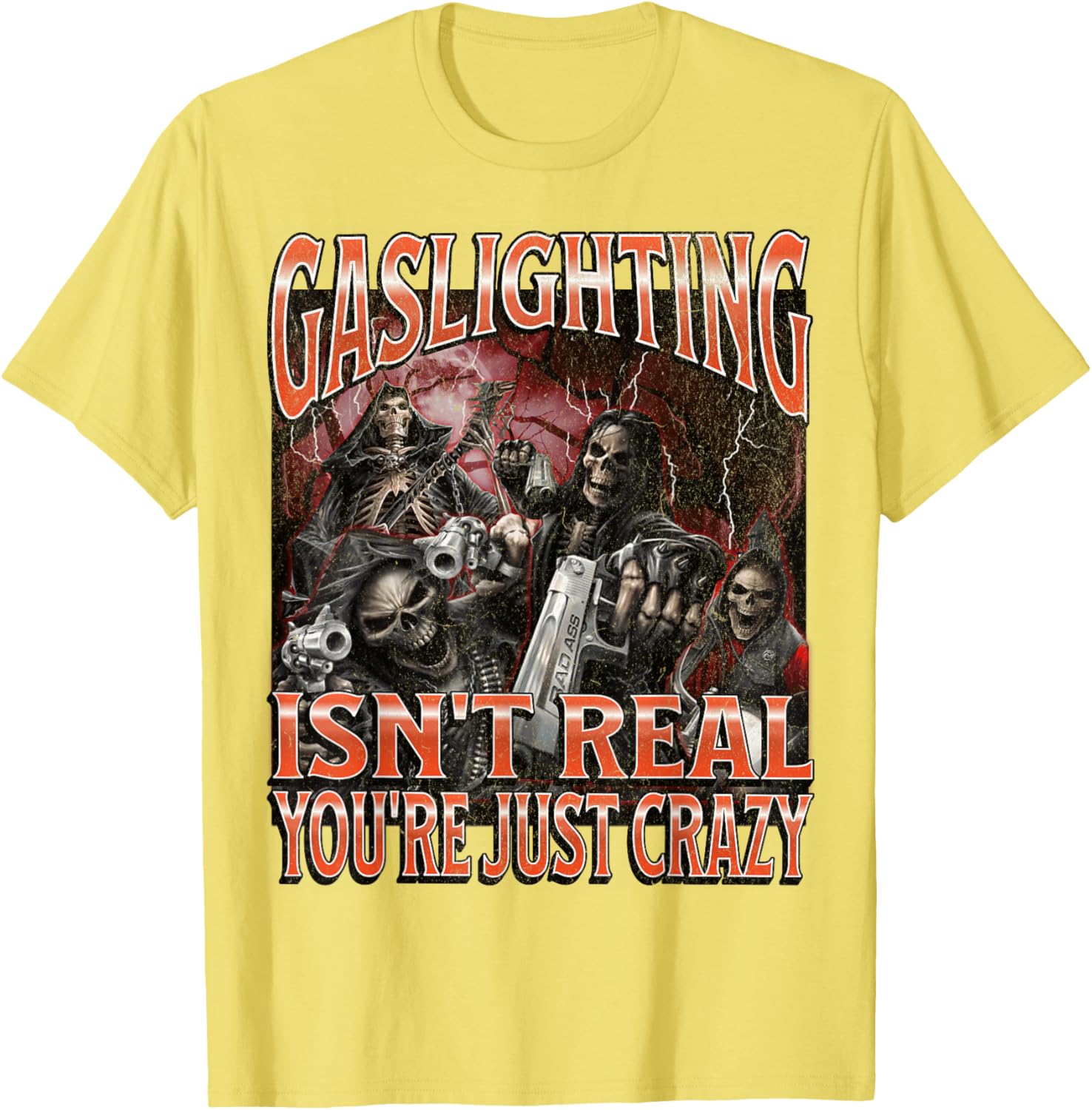 Funny Gaslighting Skeleton Meme T-Shirt for Unique Style Lovers - 2