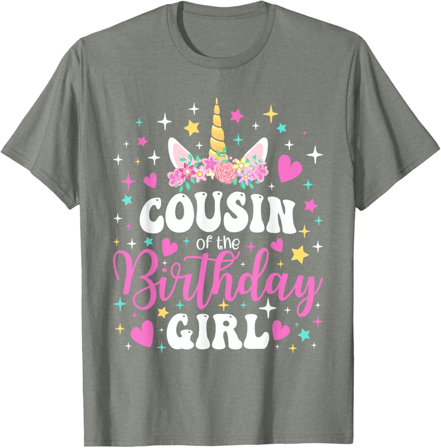 Unicorn Cousin of the Birthday Girl Matching Family T-Shirt Fun Gift - 16