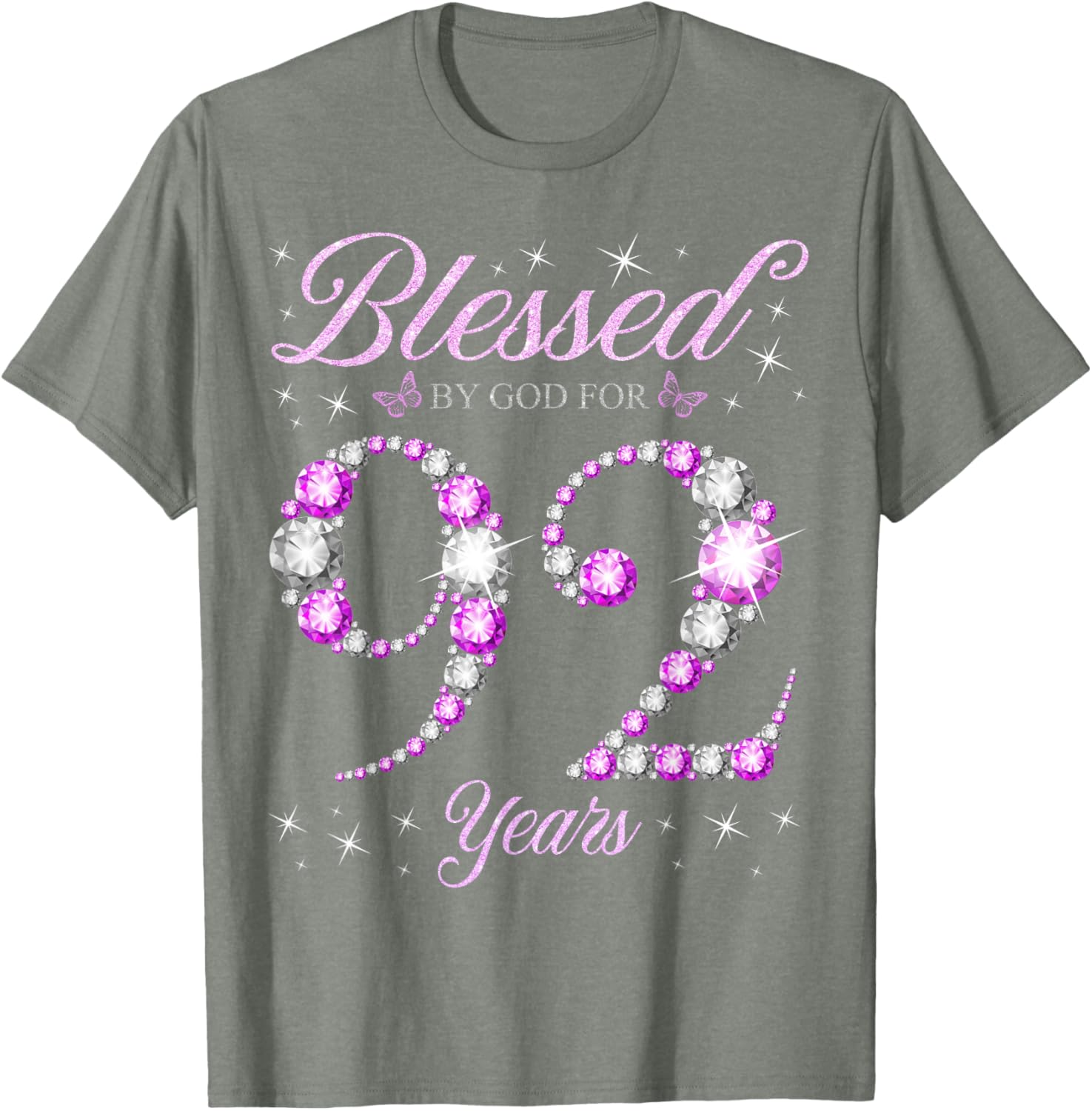 Blessed By God 92 Years Old Birthday Party T-Shirt for 92nd Celebration - 13