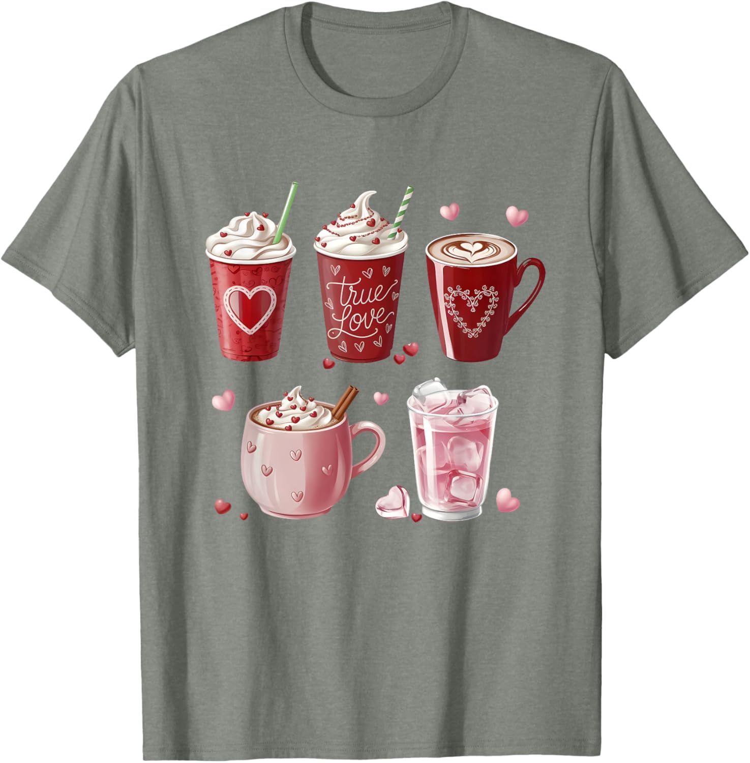 Coffee Lover Valentine T-Shirt Cute Coffee Cups Design for Him or Her - 9