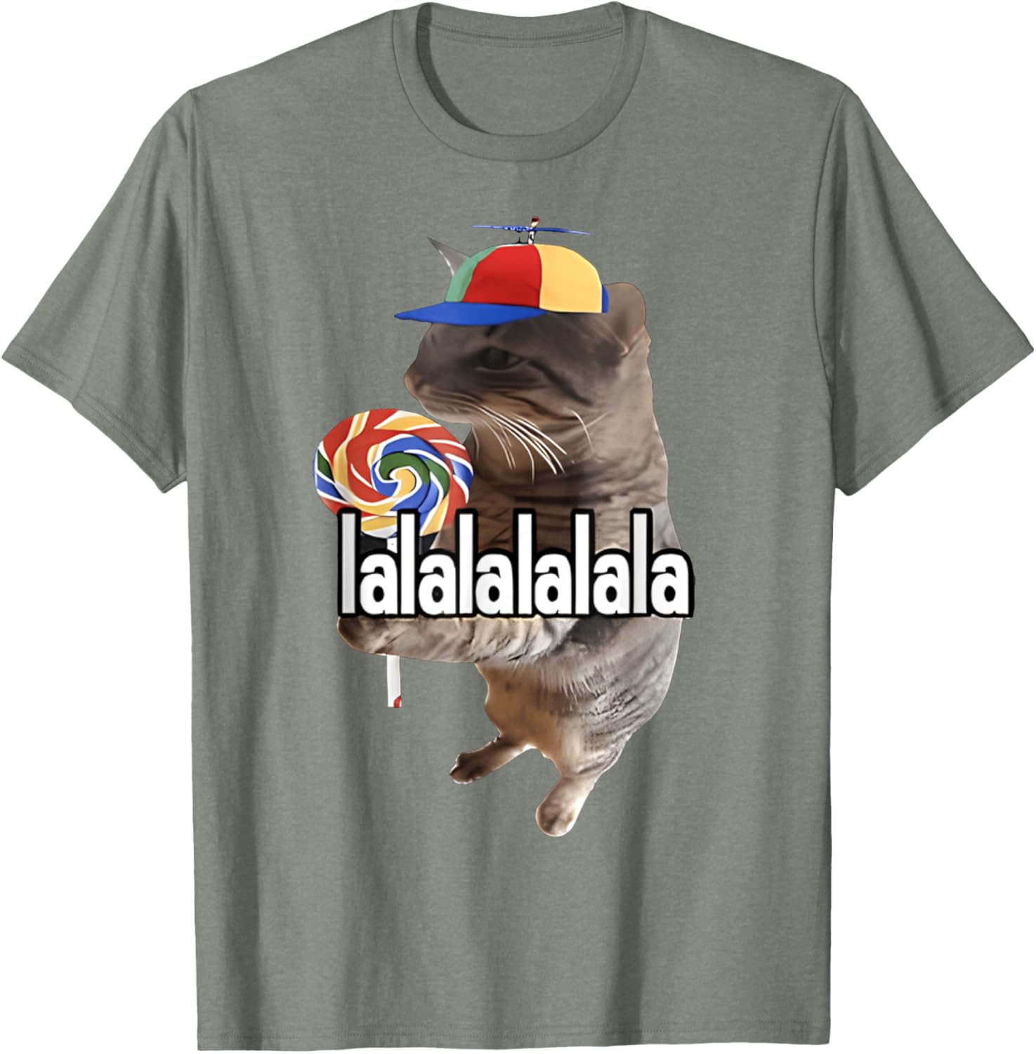 Silly Cat with Lollipop Funny Meme T-Shirt for Men, Women, Kids - 22