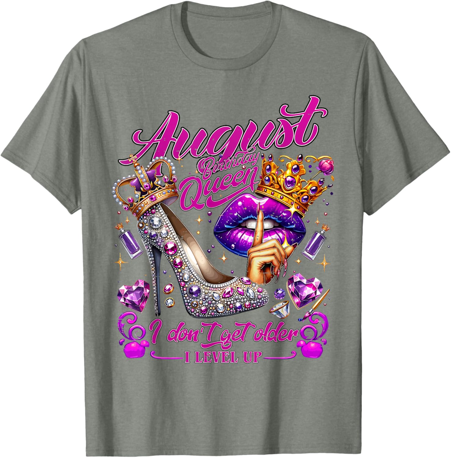 Cute August Birthday Queen T-Shirt I Don't Get Older I Level Up - 5