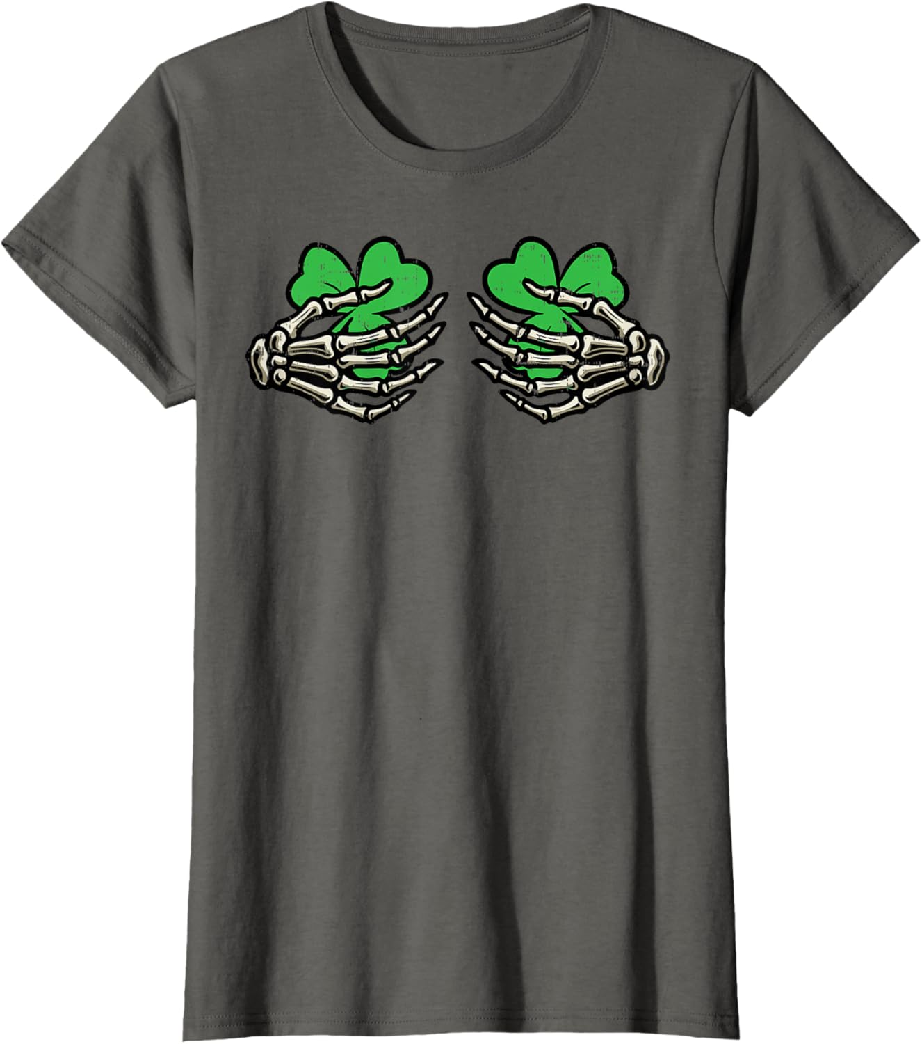 St Patricks Day Skeleton Hand Clover T-Shirt for Women - Fun Saint Patty's Style - 14