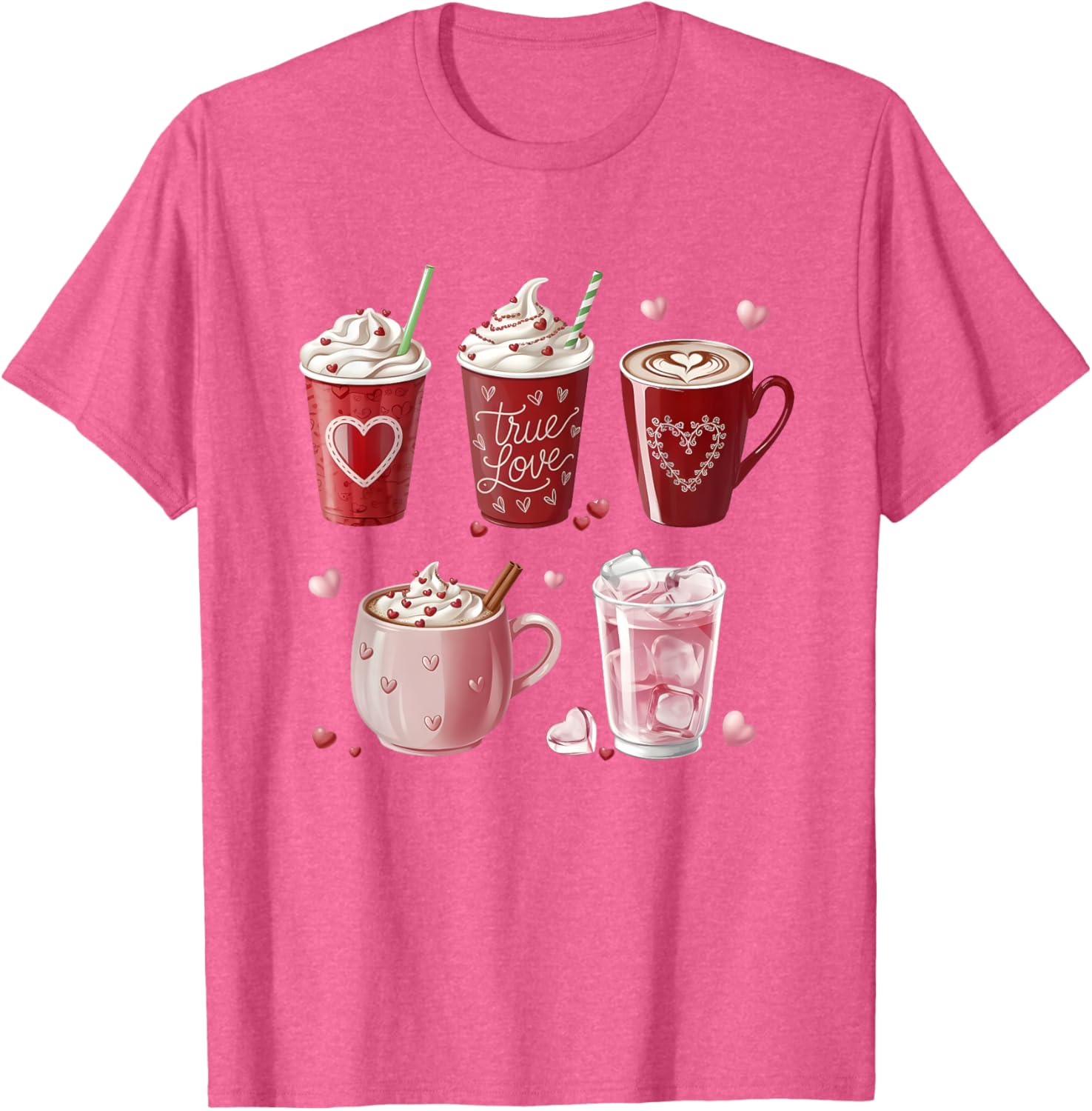 Coffee Lover Valentine T-Shirt Cute Coffee Cups Design for Him or Her - 8