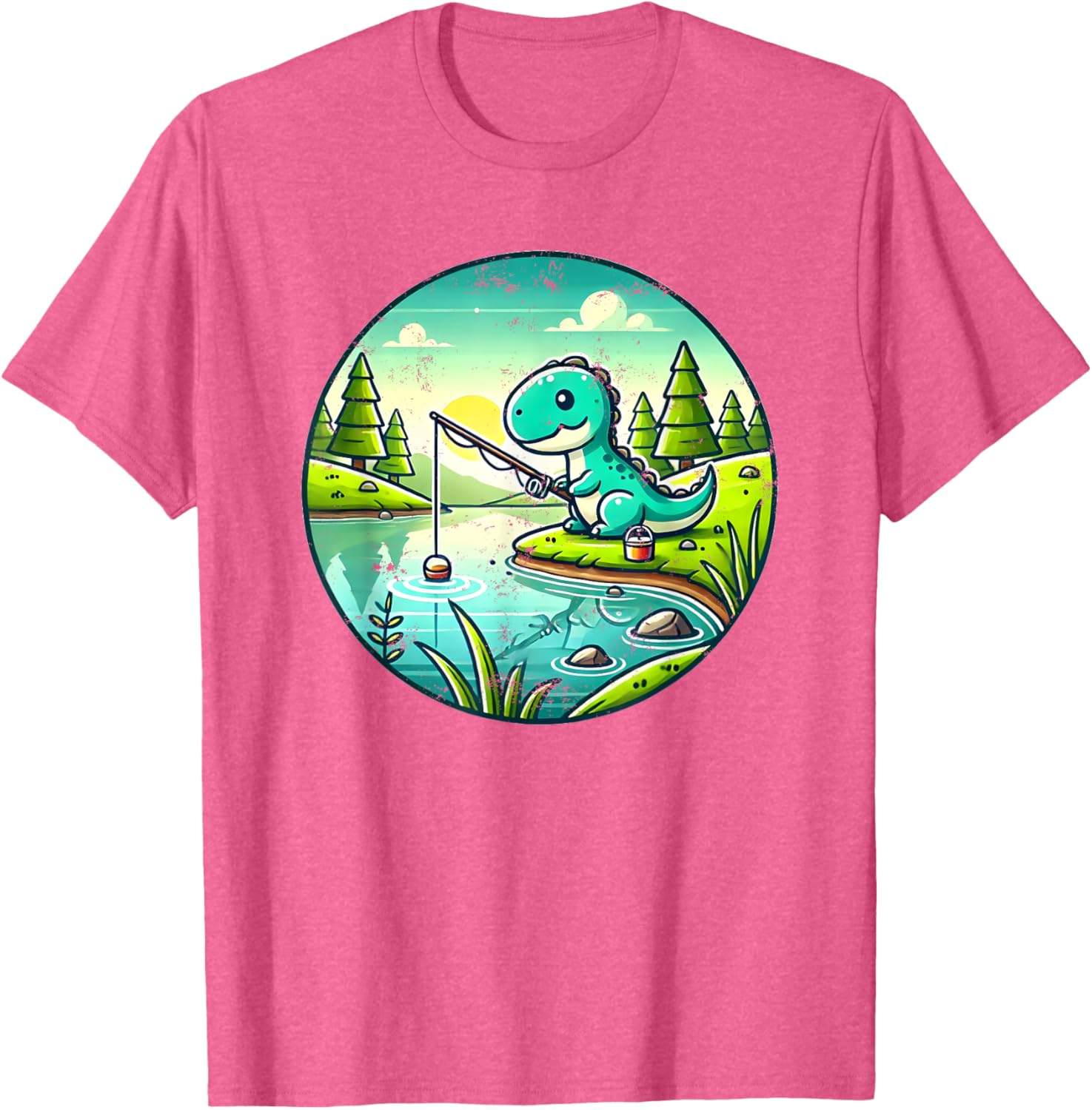 Cute Dinosaur Fishing T-Shirt for Kids and Adults - Fun and Comfy Wear - 12