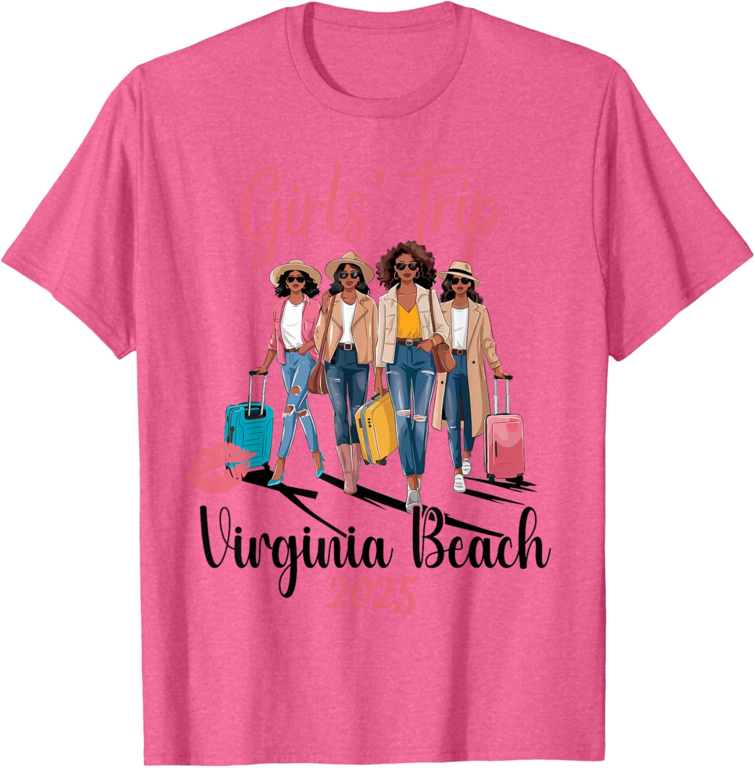Black Girls Trip Virginia Beach 2025 Vacation Birthday T-Shirt Design - 5