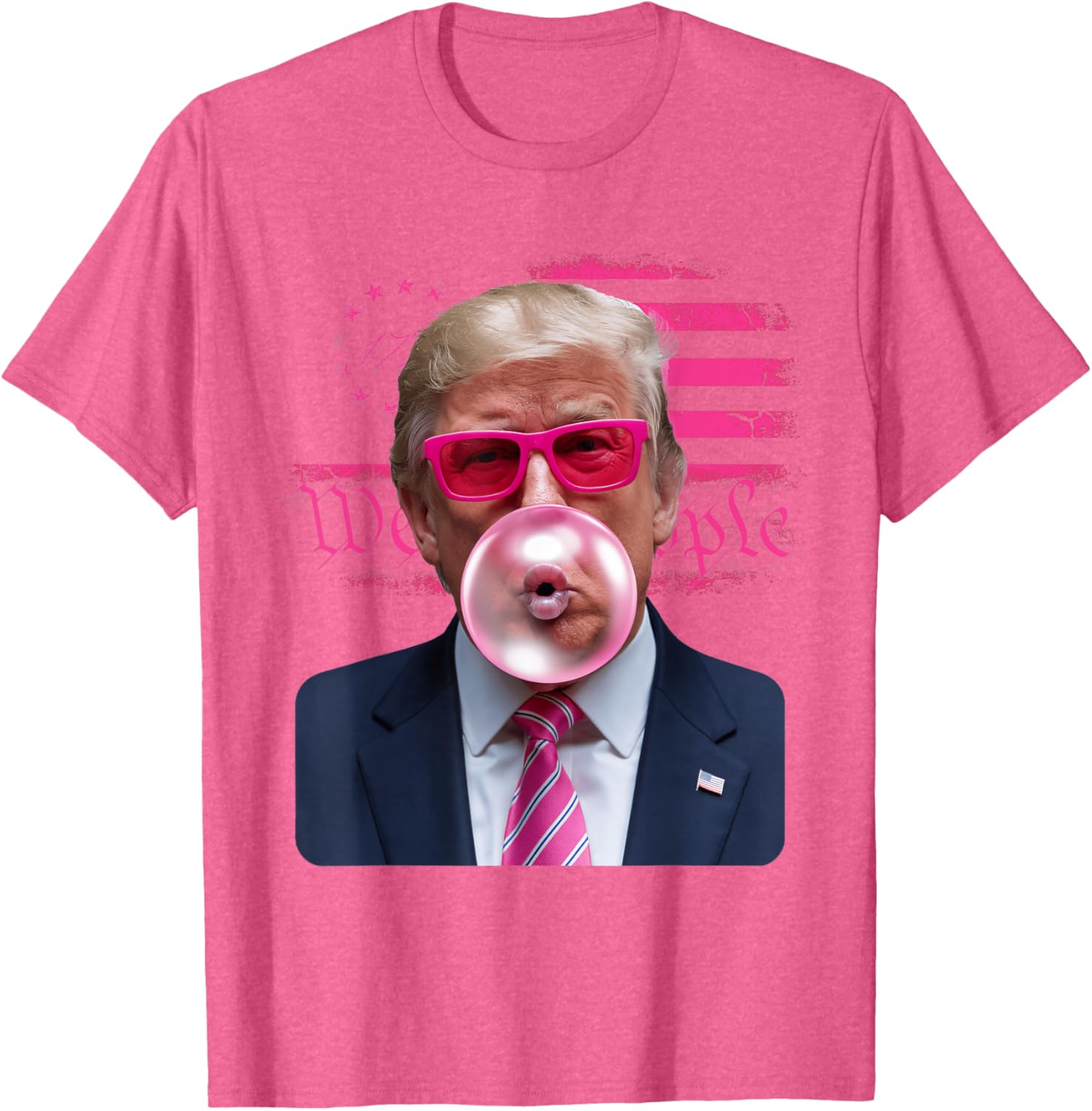 Trump Pink Glasses Bubble Gum 4th of July American Flag T-Shirt - 22