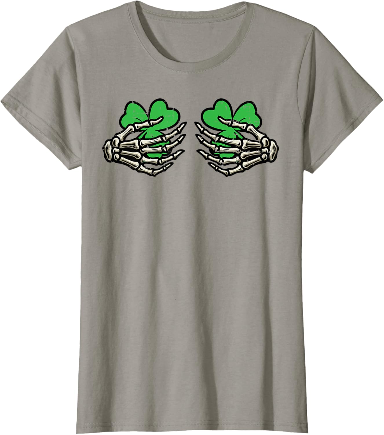 St Patricks Day Skeleton Hand Clover T-Shirt for Women - Fun Saint Patty's Style - 12