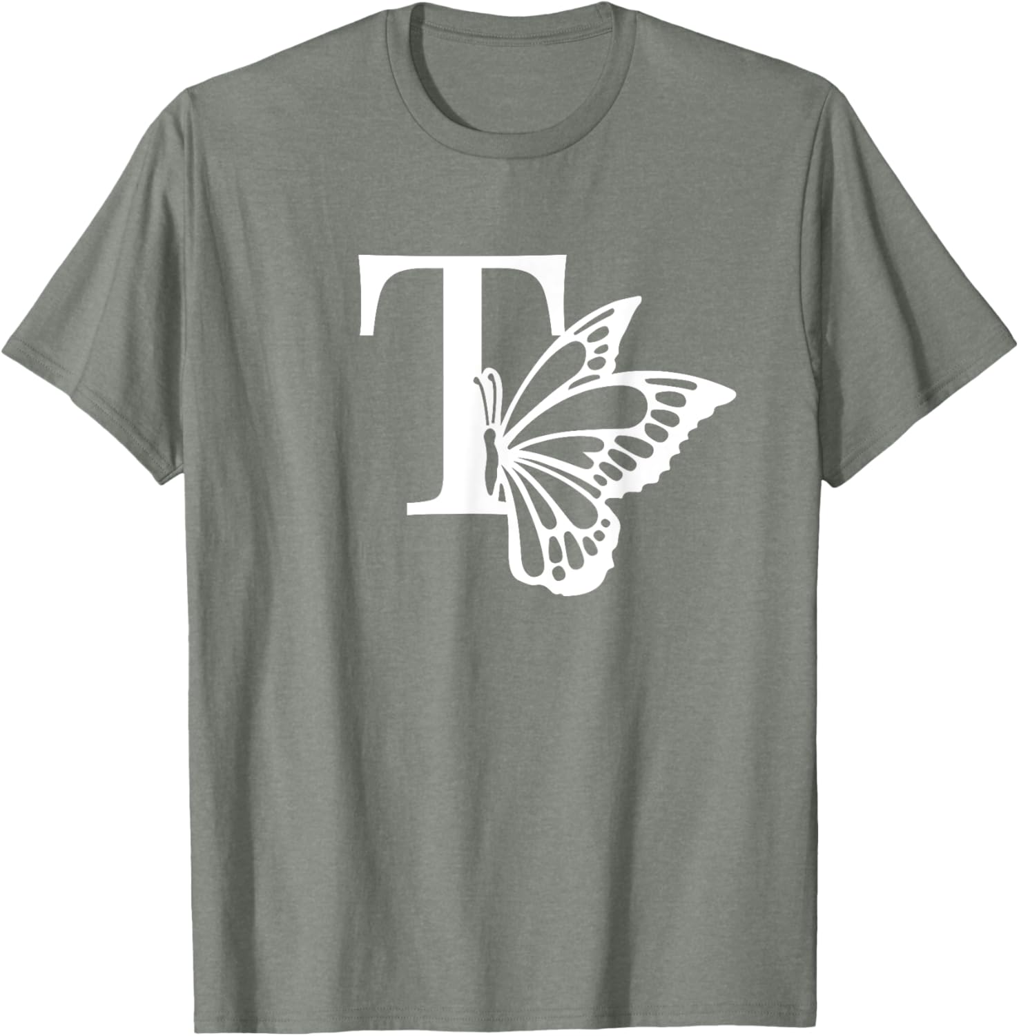 Butterfly Monogram Initial T T-Shirt Stylish Alphabet Tee for Women - 17