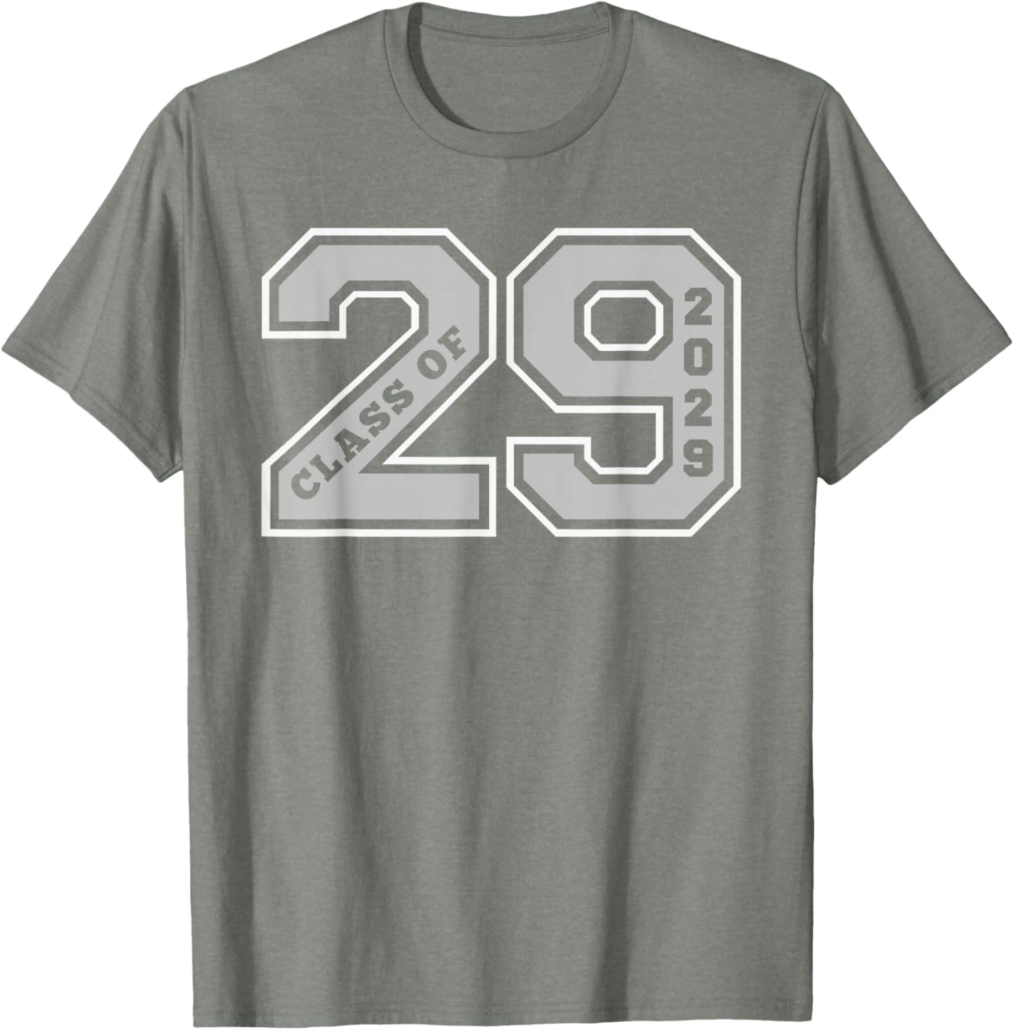 Class of 2029 Grey Letterman Style Grad Gift T-Shirt for Celebrations - 11