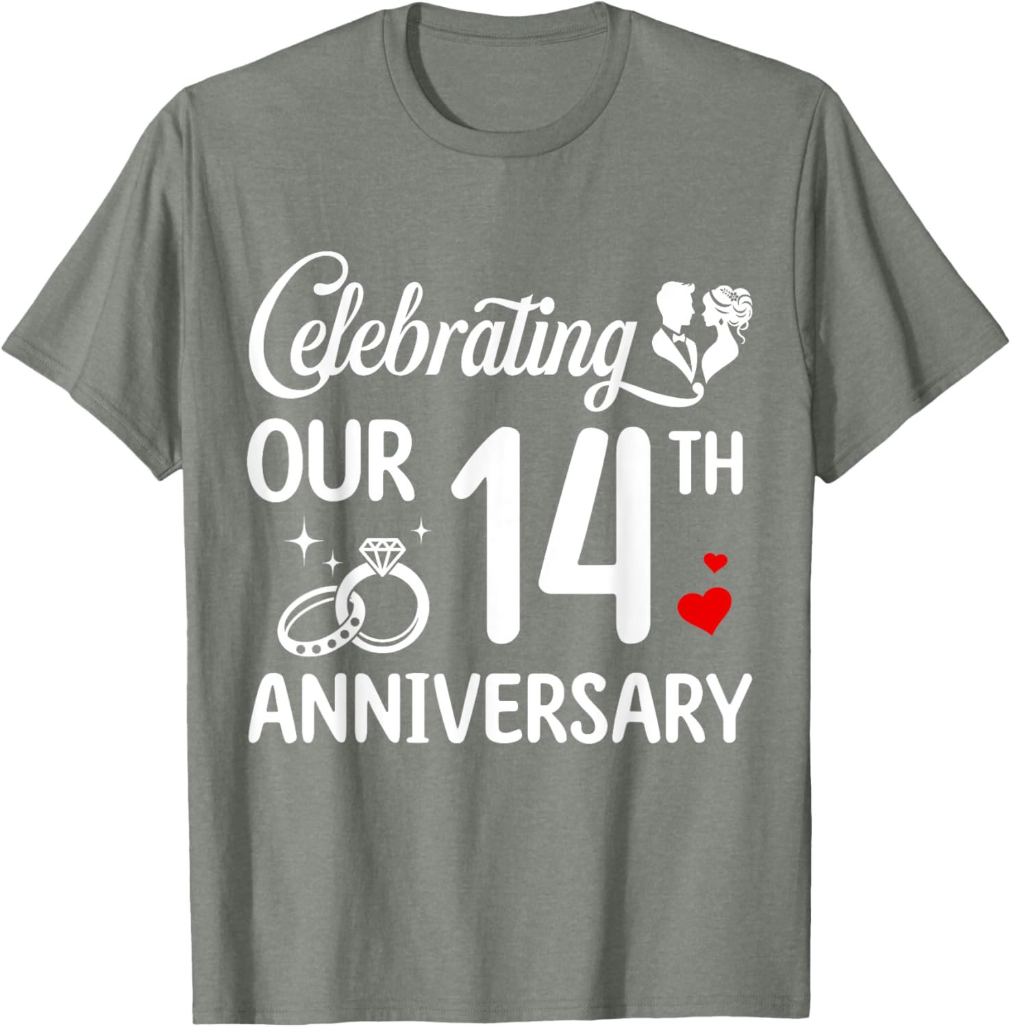 14th Wedding Anniversary T-Shirt for Couples - Celebrate 14 Years of Love - 4