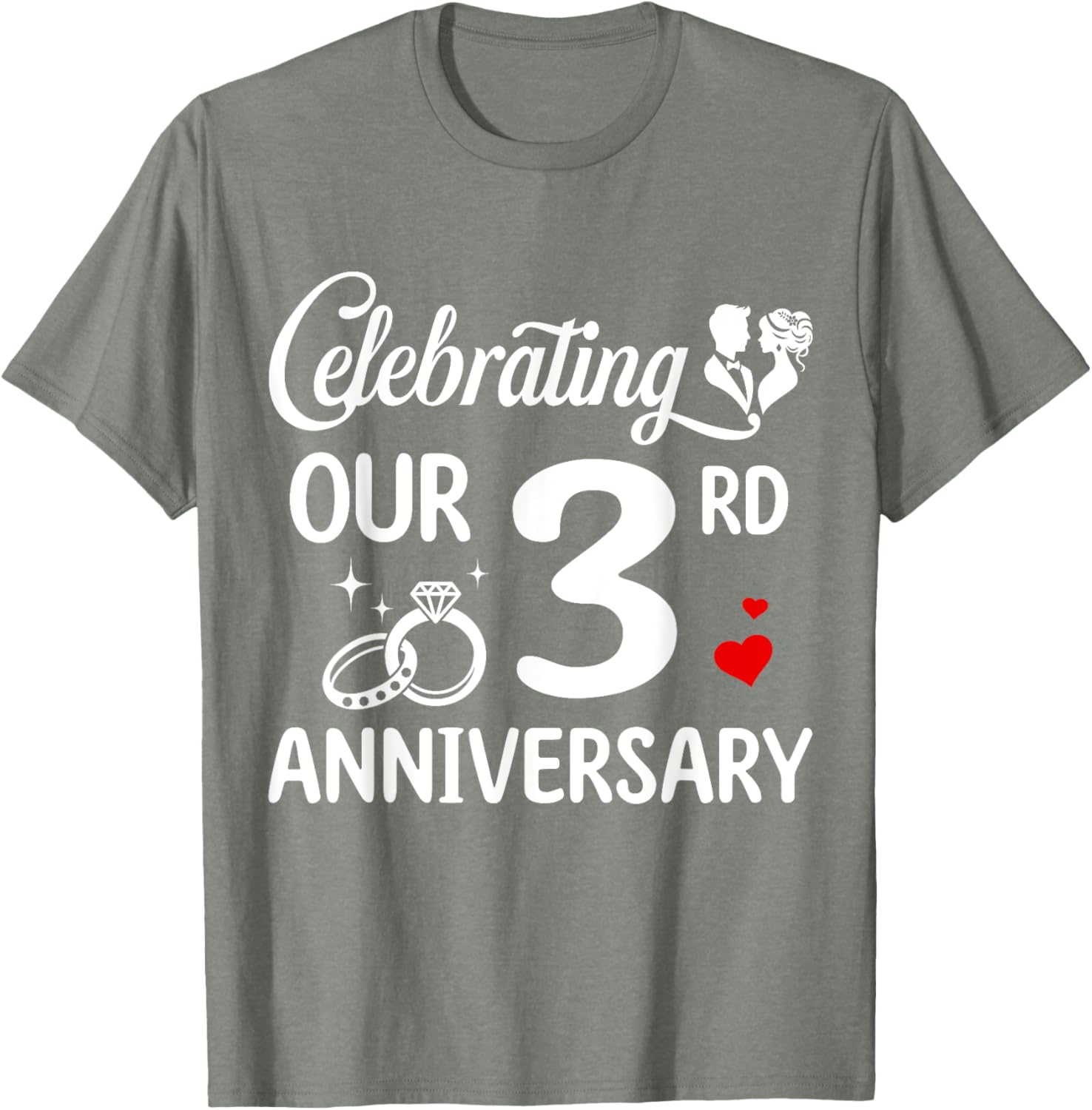 3rd Wedding Anniversary T-Shirt for Couples Celebrating 3 Years of Love - 2