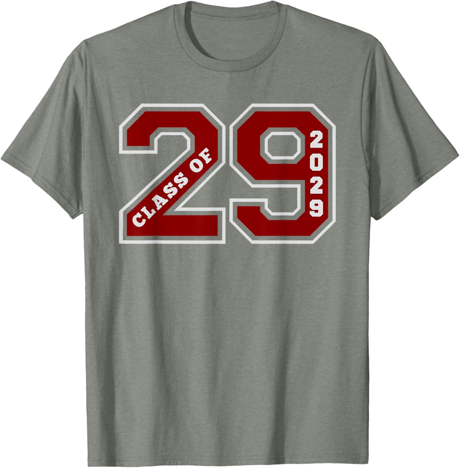 Class of 2029 Maroon Letterman Style Grad T-Shirt for Future Graduates - 1