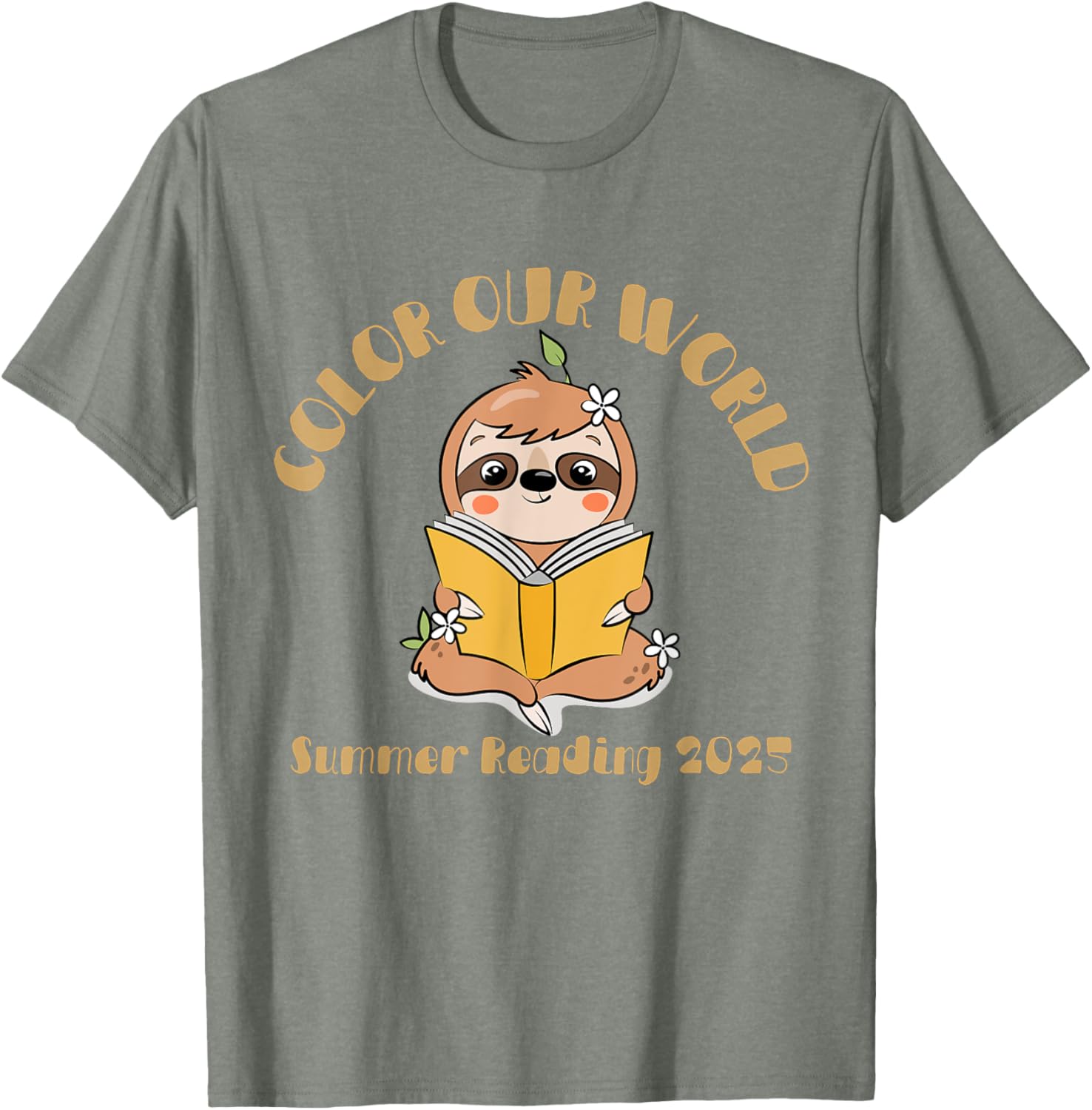 Color Our World 2025 Summer Reading Program Sloth T-Shirt for Kids - 19