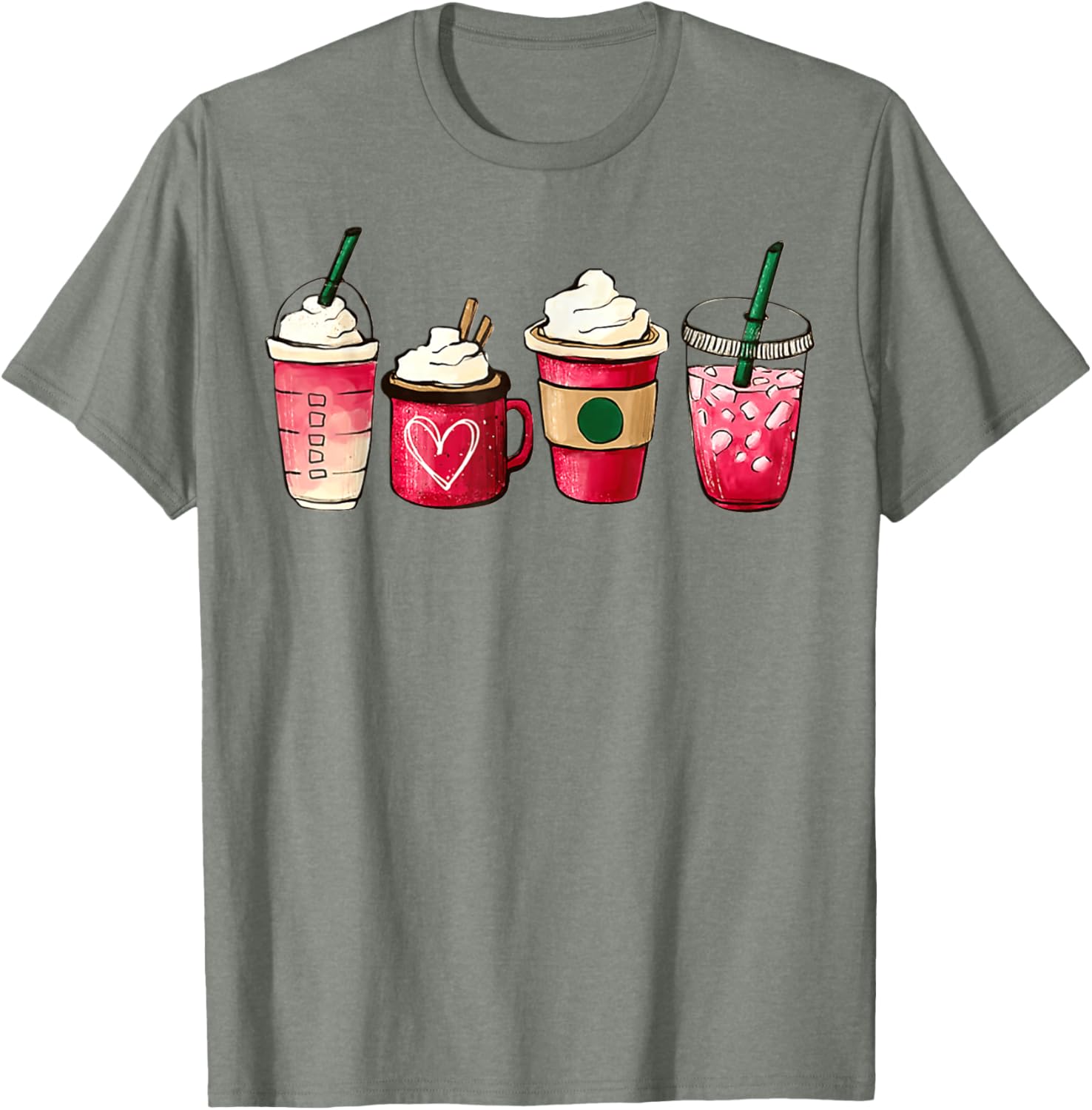 Valentine Heart Latte Iced Coffee T-Shirt for Coffee Lovers - 3