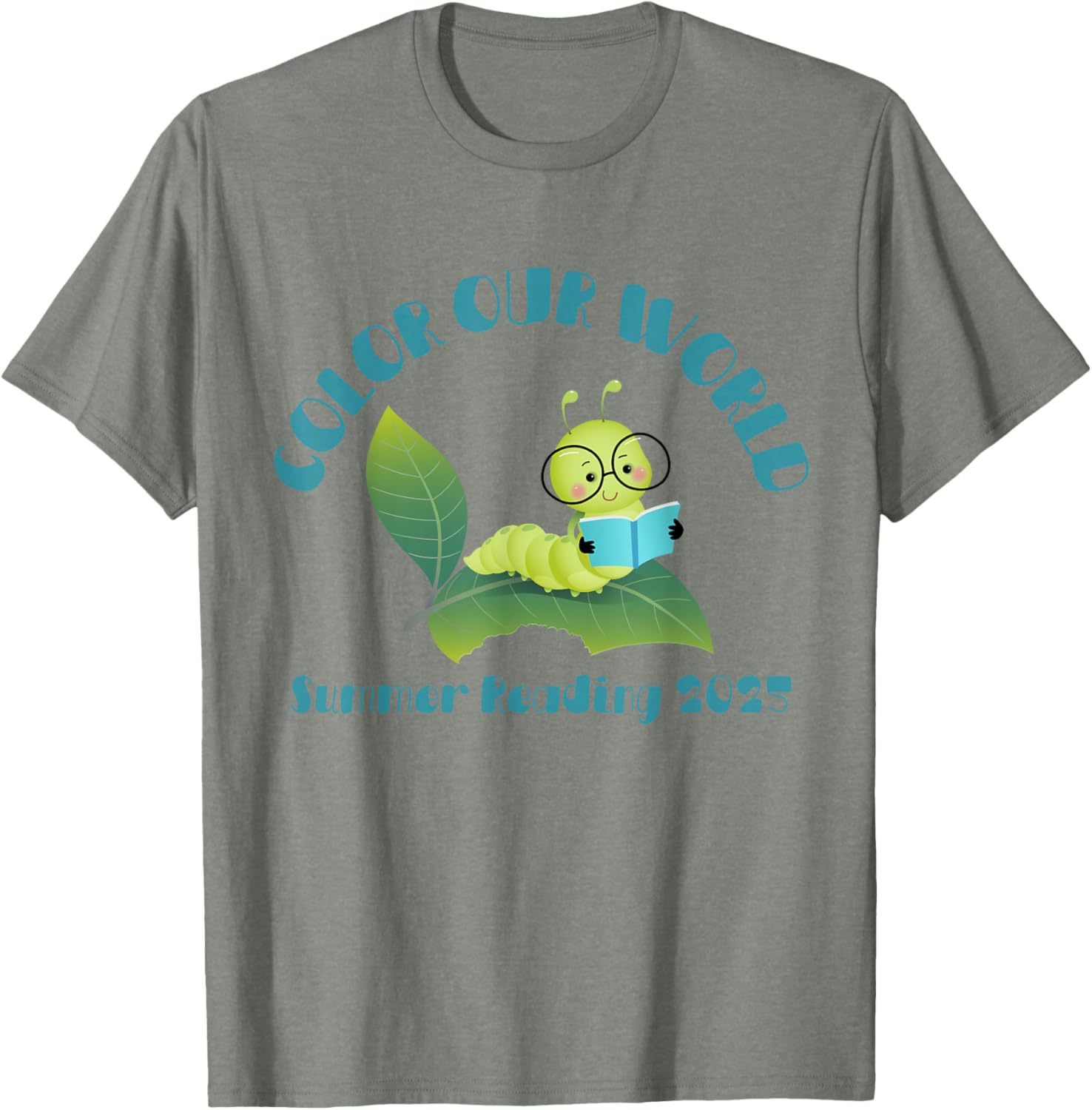 Color Our World Summer 2025 Reading Program Book Worm T-Shirt for Kids - 19