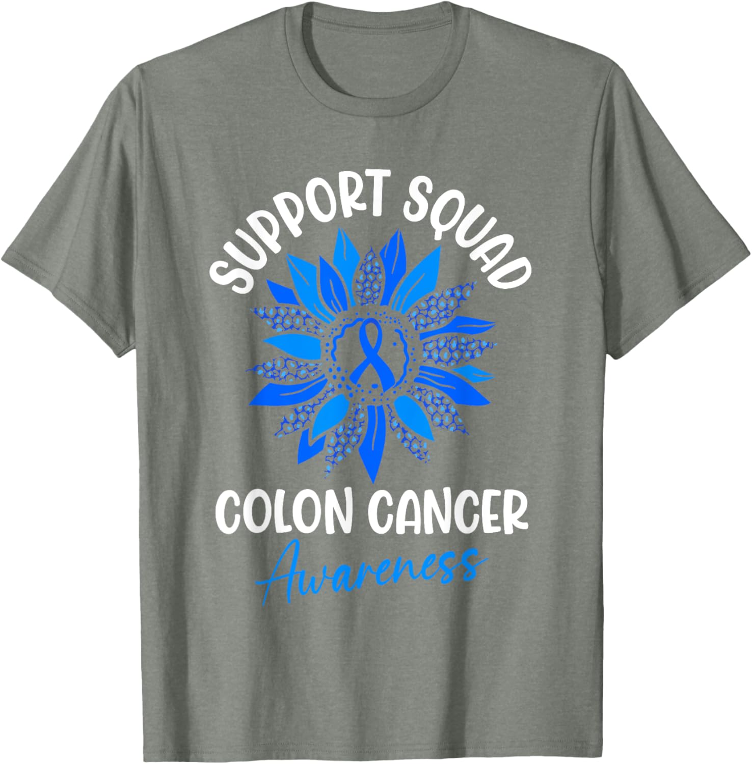 Colorectal Cancer Awareness Blue Ribbon Sunflower T-Shirt for Supporters - 19