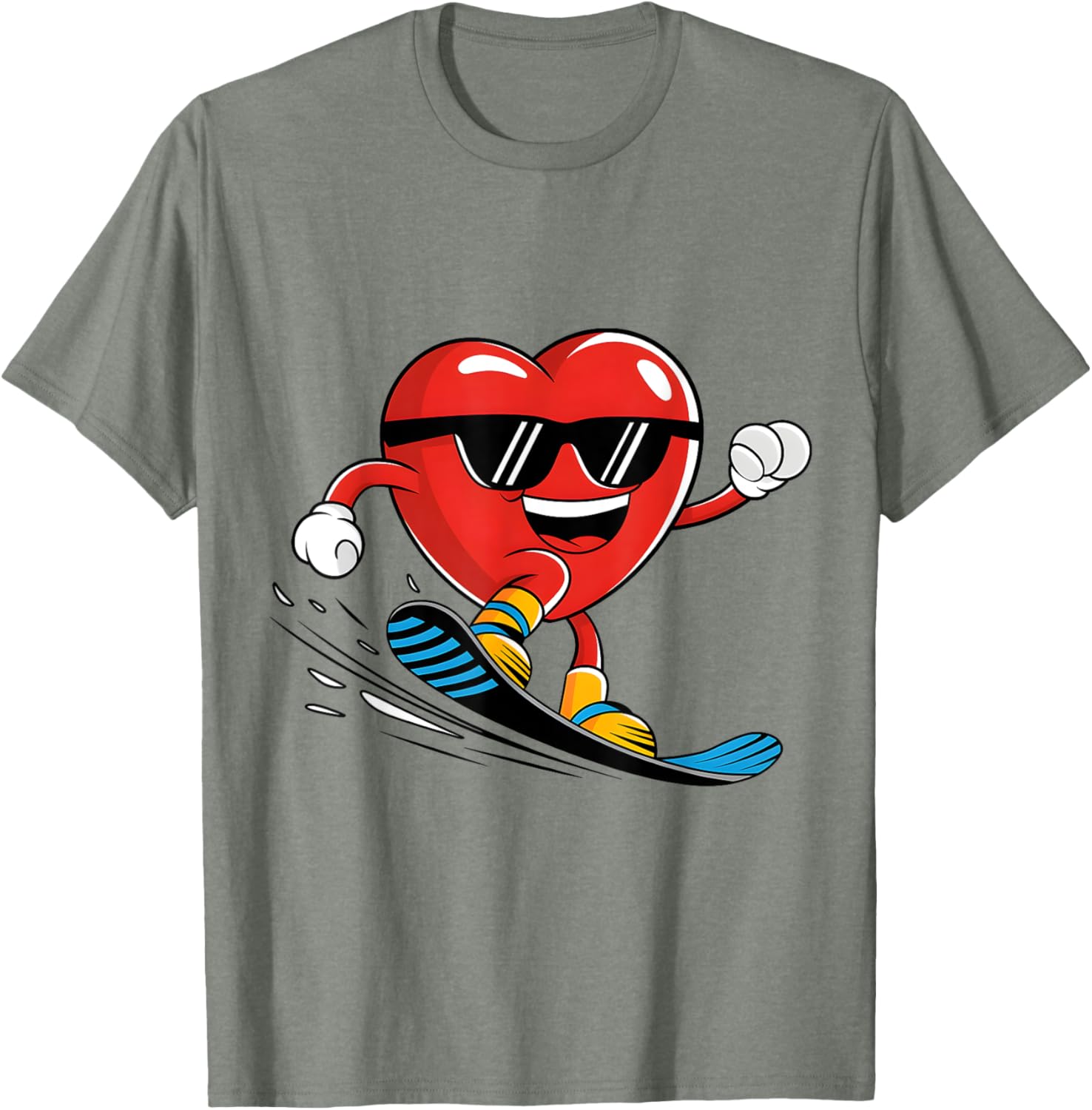 Snowboard Heart Valentine's Day T-Shirt for Boys and Girls Fun Gift - 29