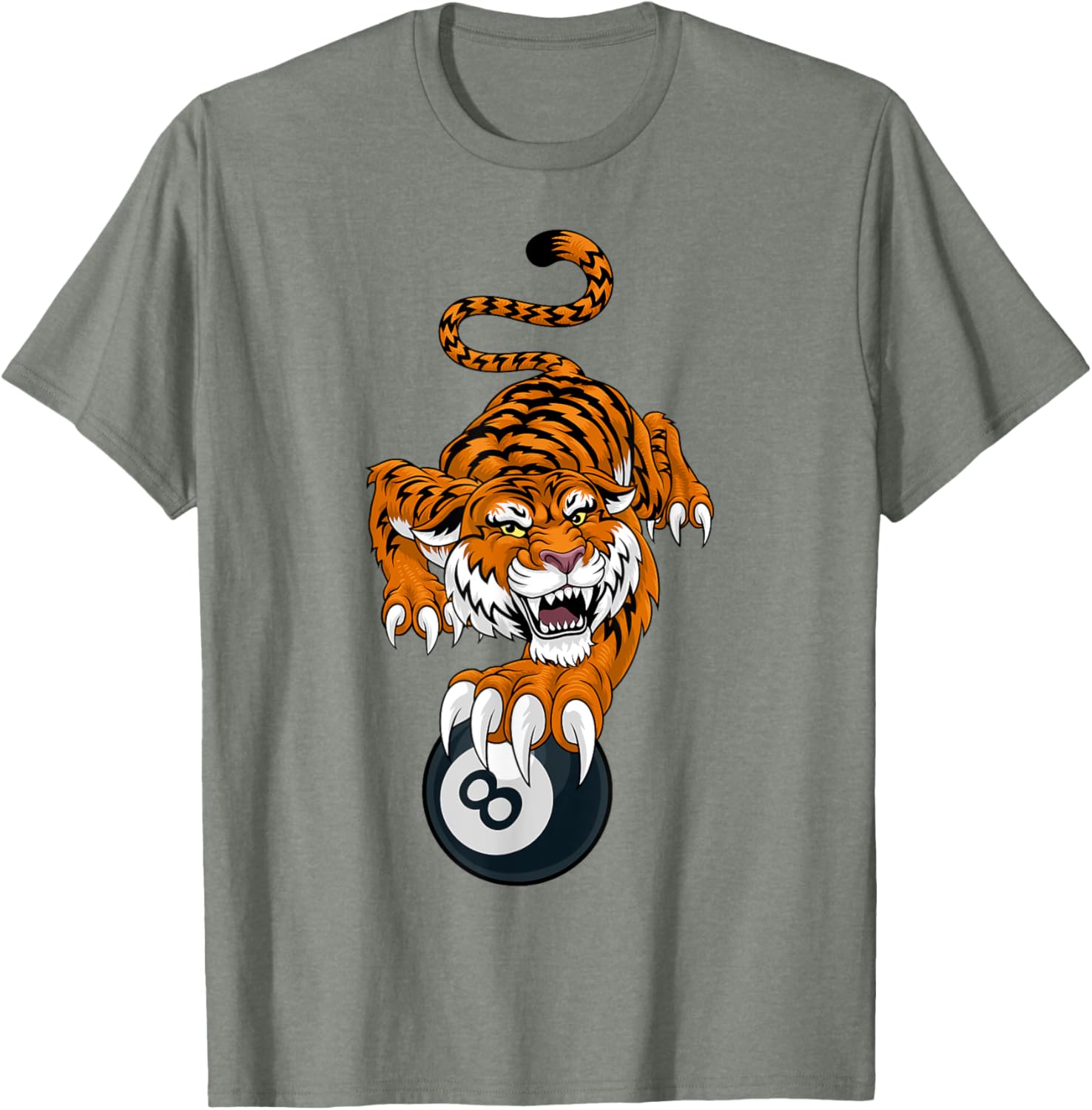 Tiger Angry Pool 8 Ball Billiards Cartoon Character T-Shirt for Fun Style - 14