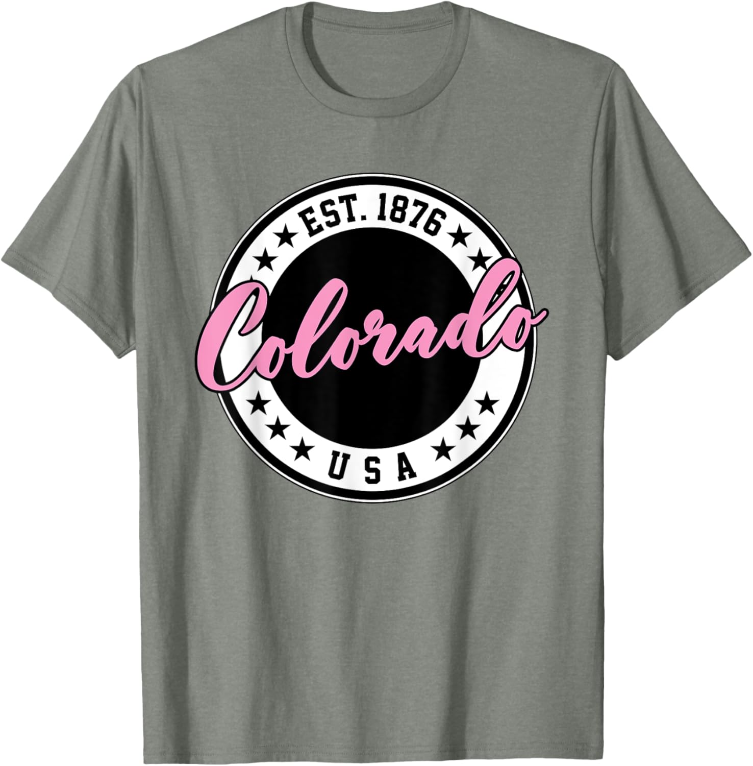 Colorado USA Script Circle Pink Text T-Shirt for Stylish Comfort - 9