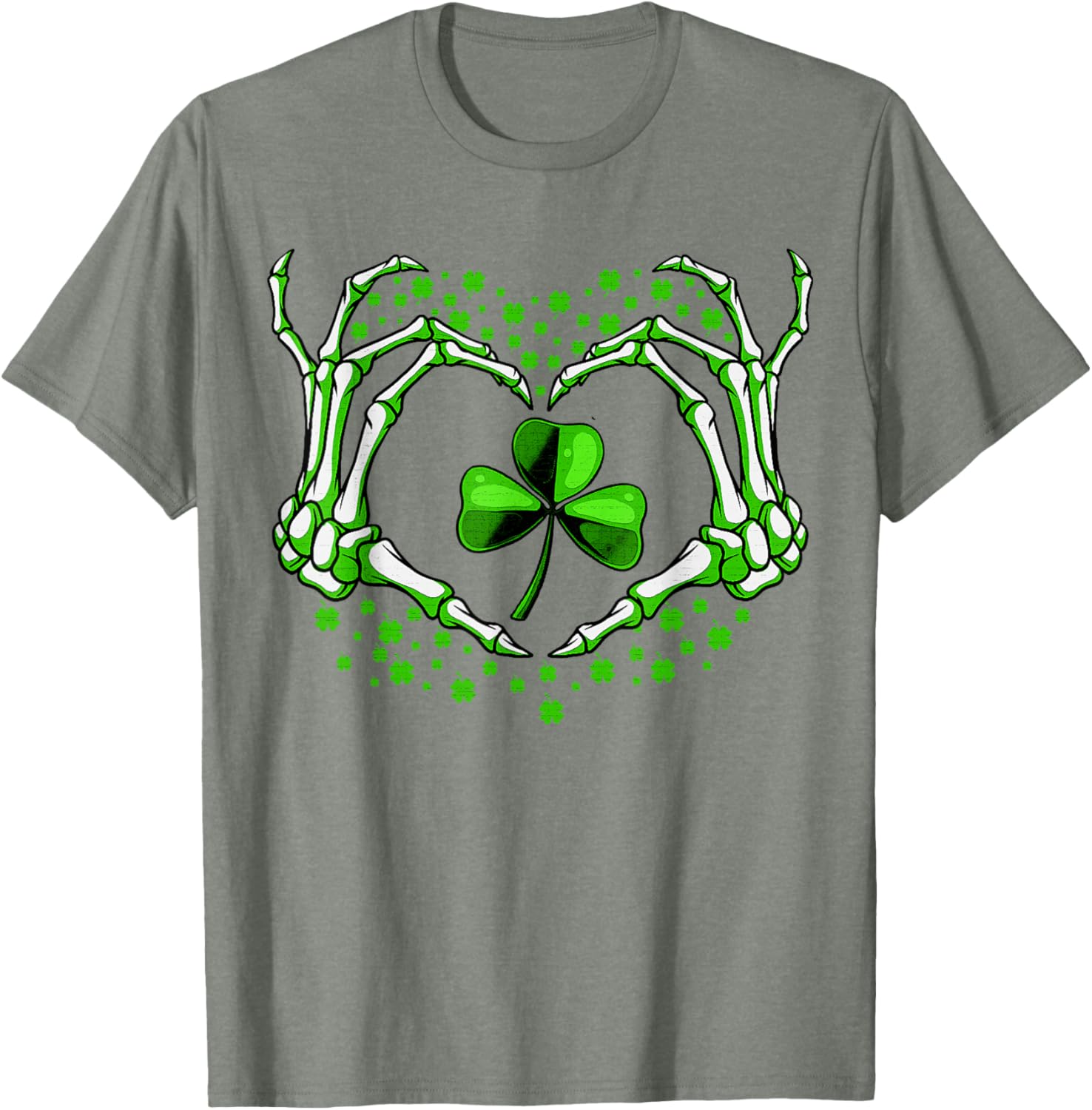 Skeleton Hand Heart Shamrock St Patricks Day T-Shirt for Festive Fun - 10