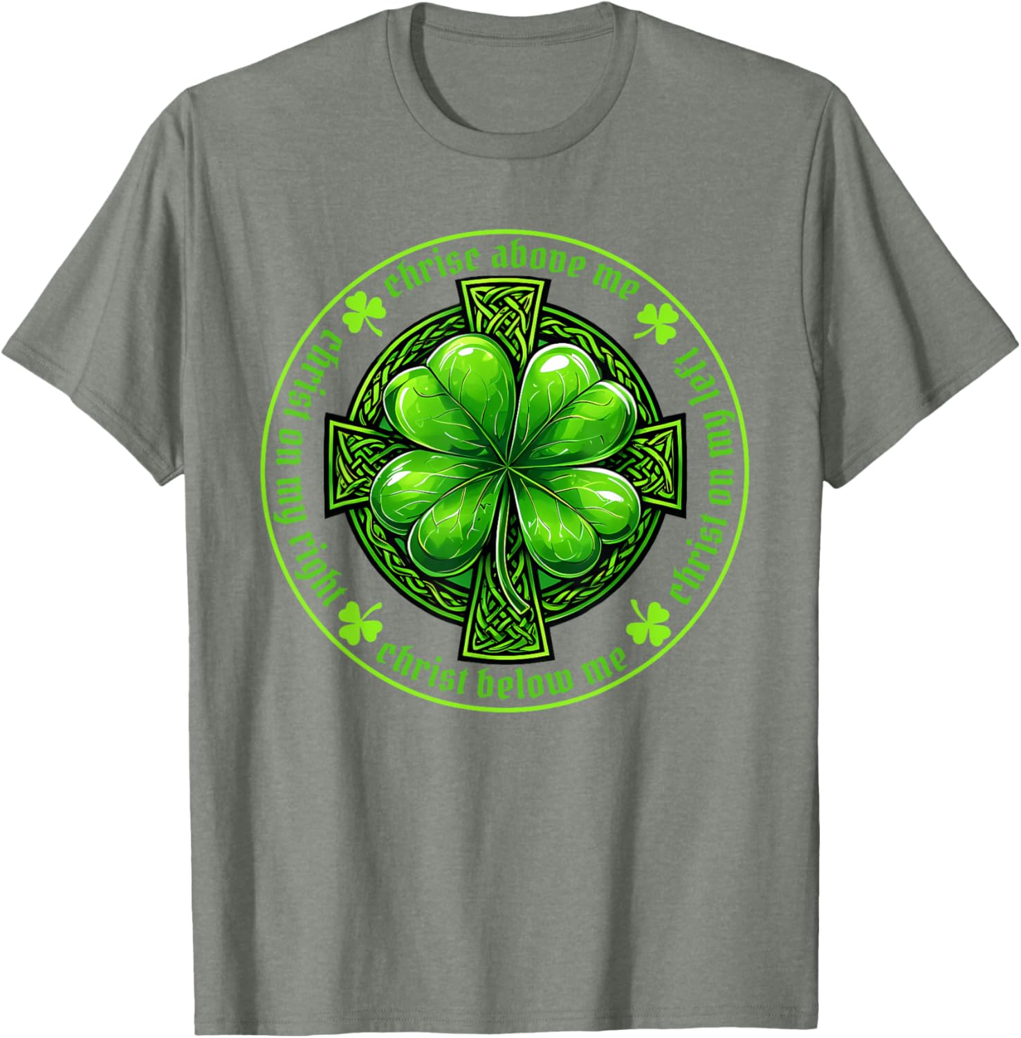 St Patrick's Breastplate Prayer T-Shirt Irish Cross Design for Catholics - 17