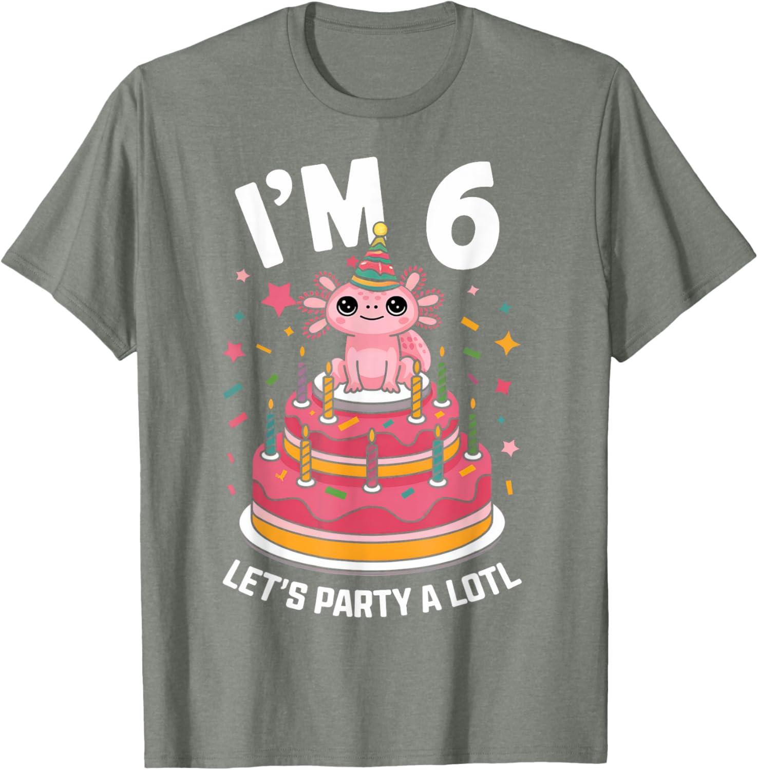 Cute Axolotl 6th Birthday T-Shirt for Kids Fun Birthday Party Outfit - 15