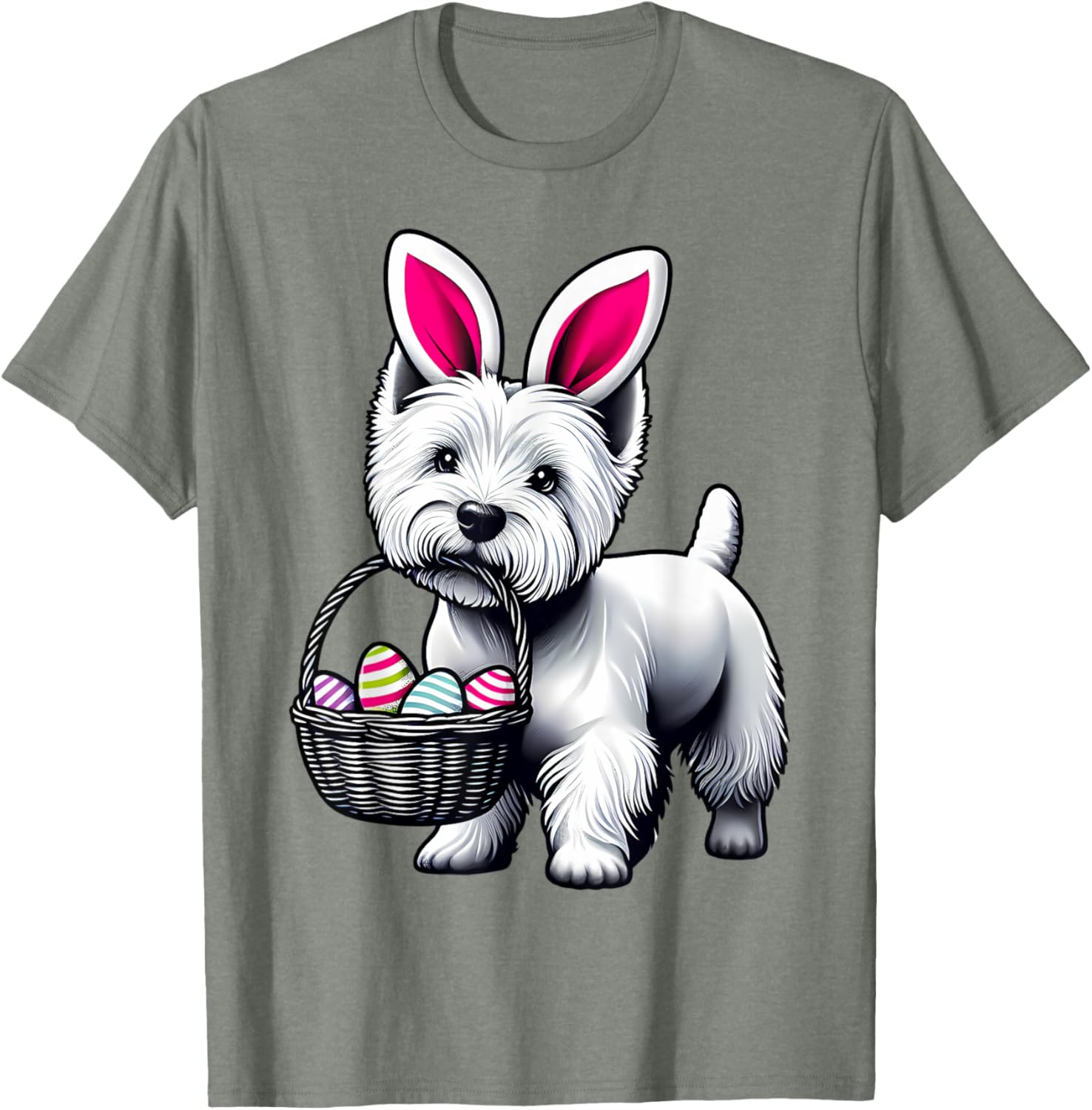 Adorable Bunny Ear West Highland Terrier Easter Eggs T-Shirt for Dogs - 10